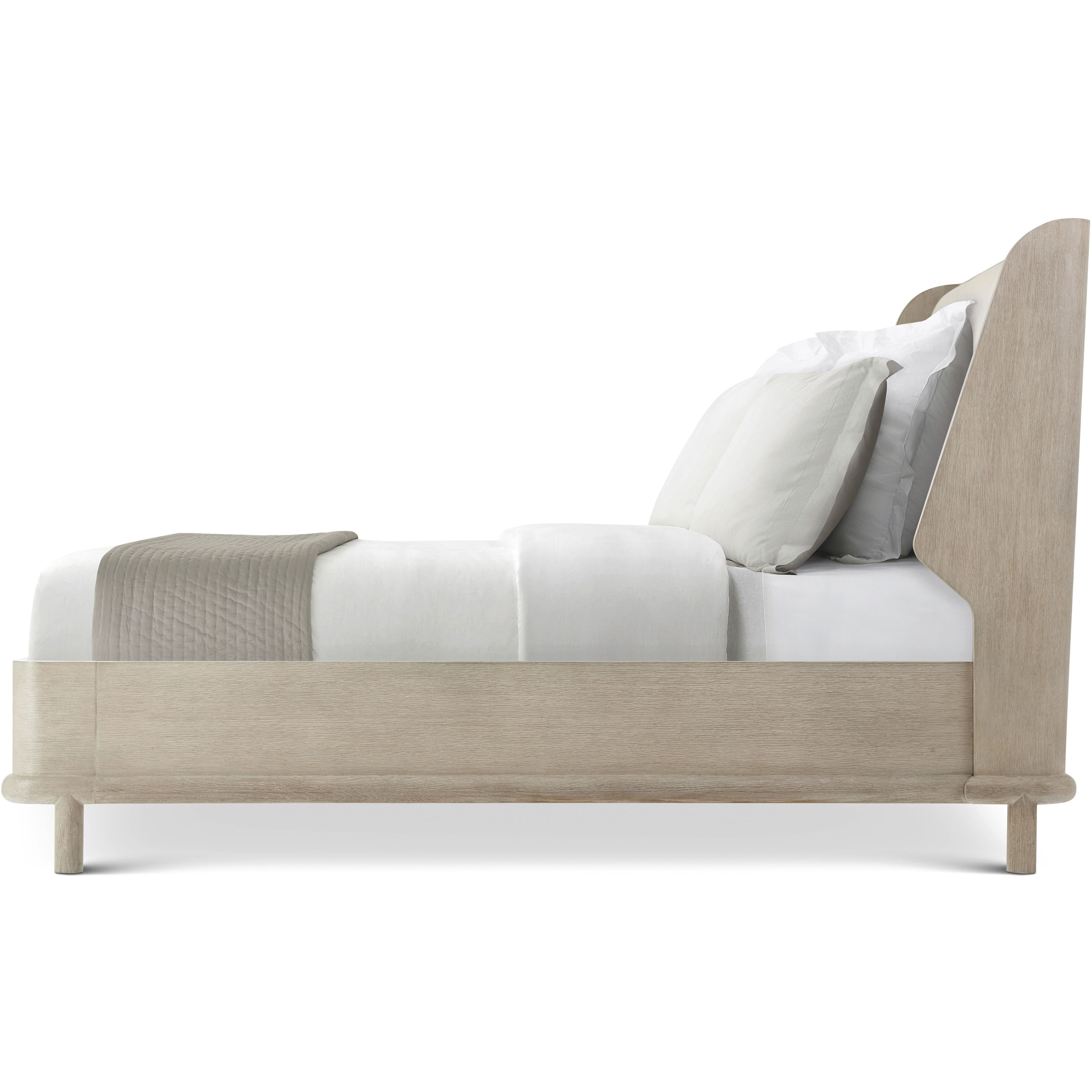 Repose Grey Oak US Queen Bed, Wooden, Upholstered