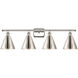 Ballston Plymouth Dome 4 Light 38 inch Antique Brass Bath Vanity Light Wall Light in Matte Blue