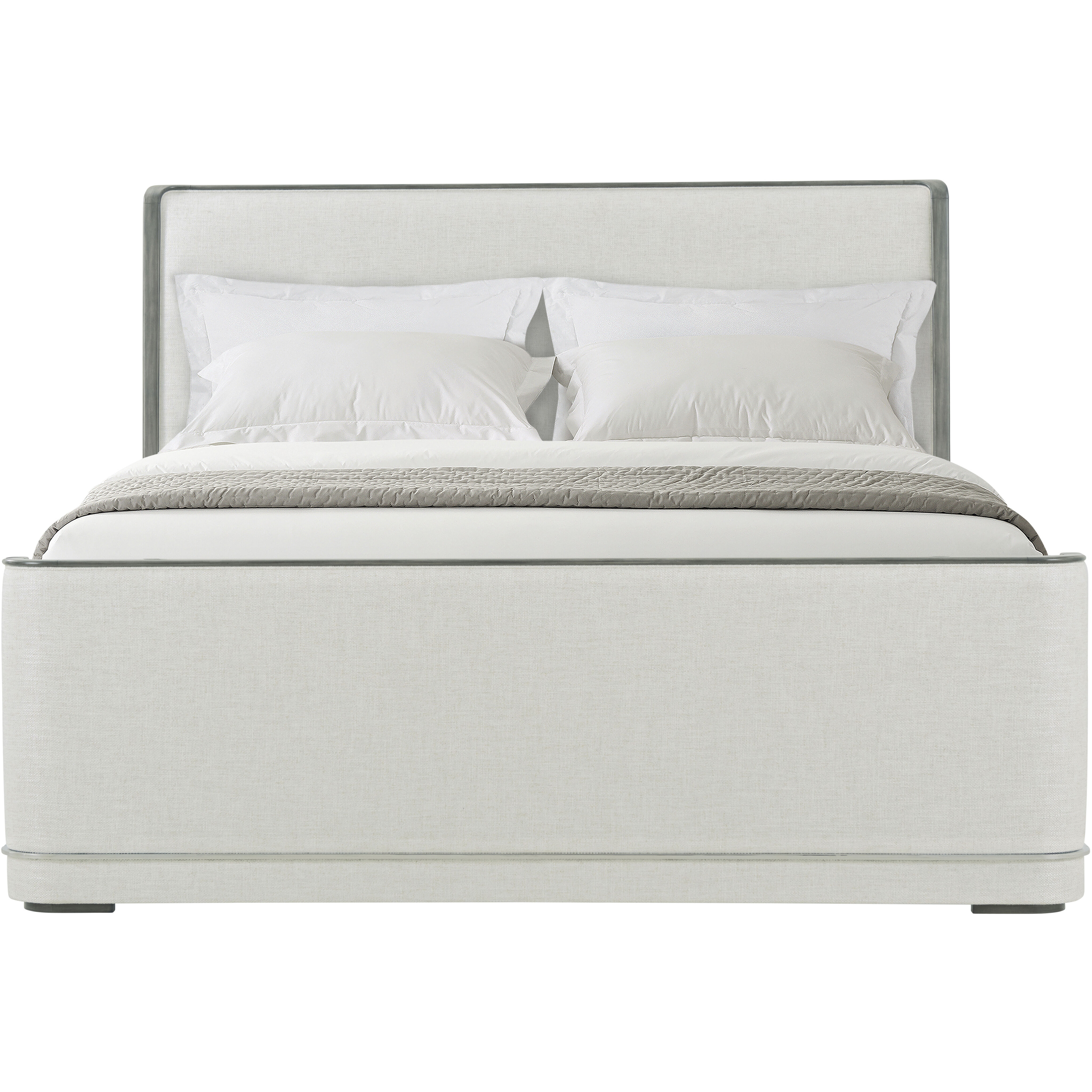 Hudson Pebble Grey California King Bed, Wooden, Upholstered