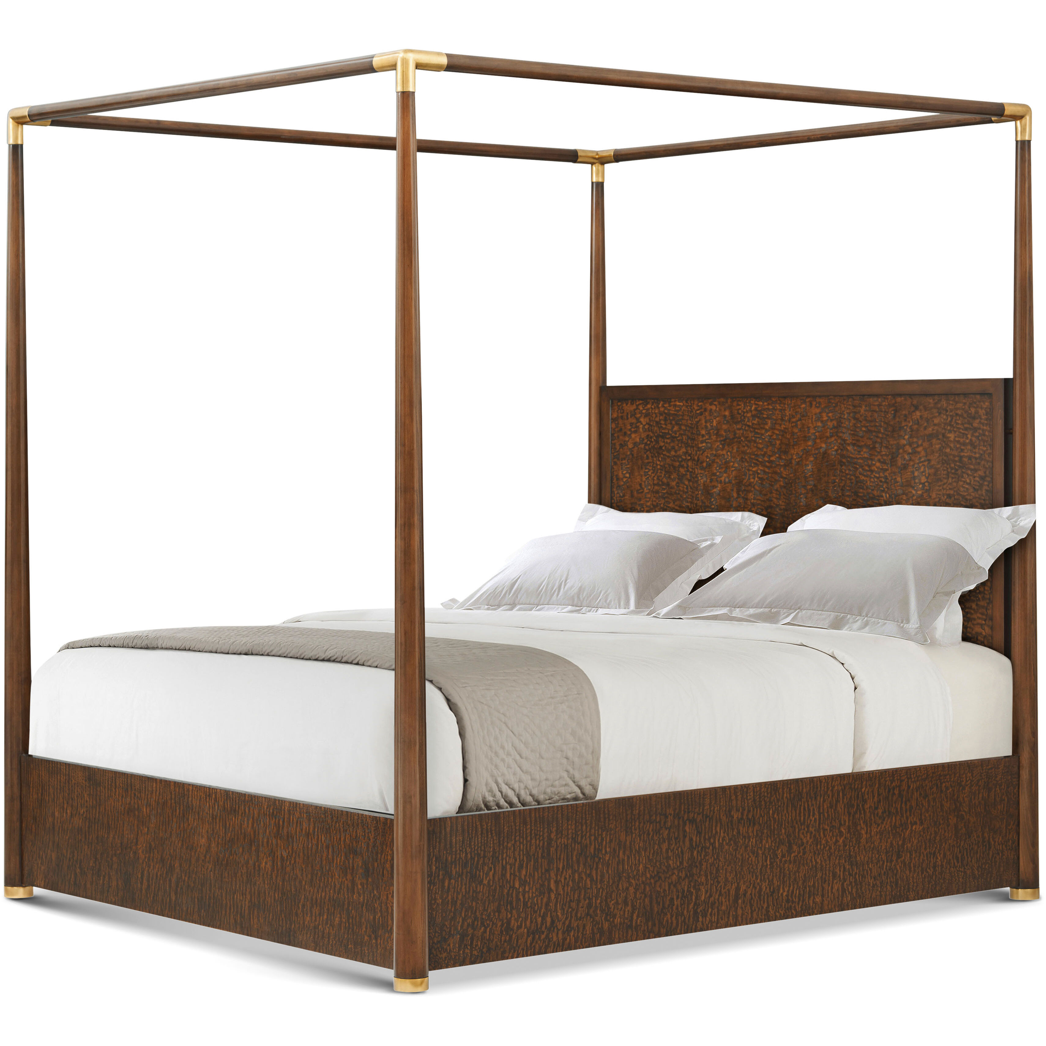 Kesden Pyramid Brown Poster California King Bed, Wooden