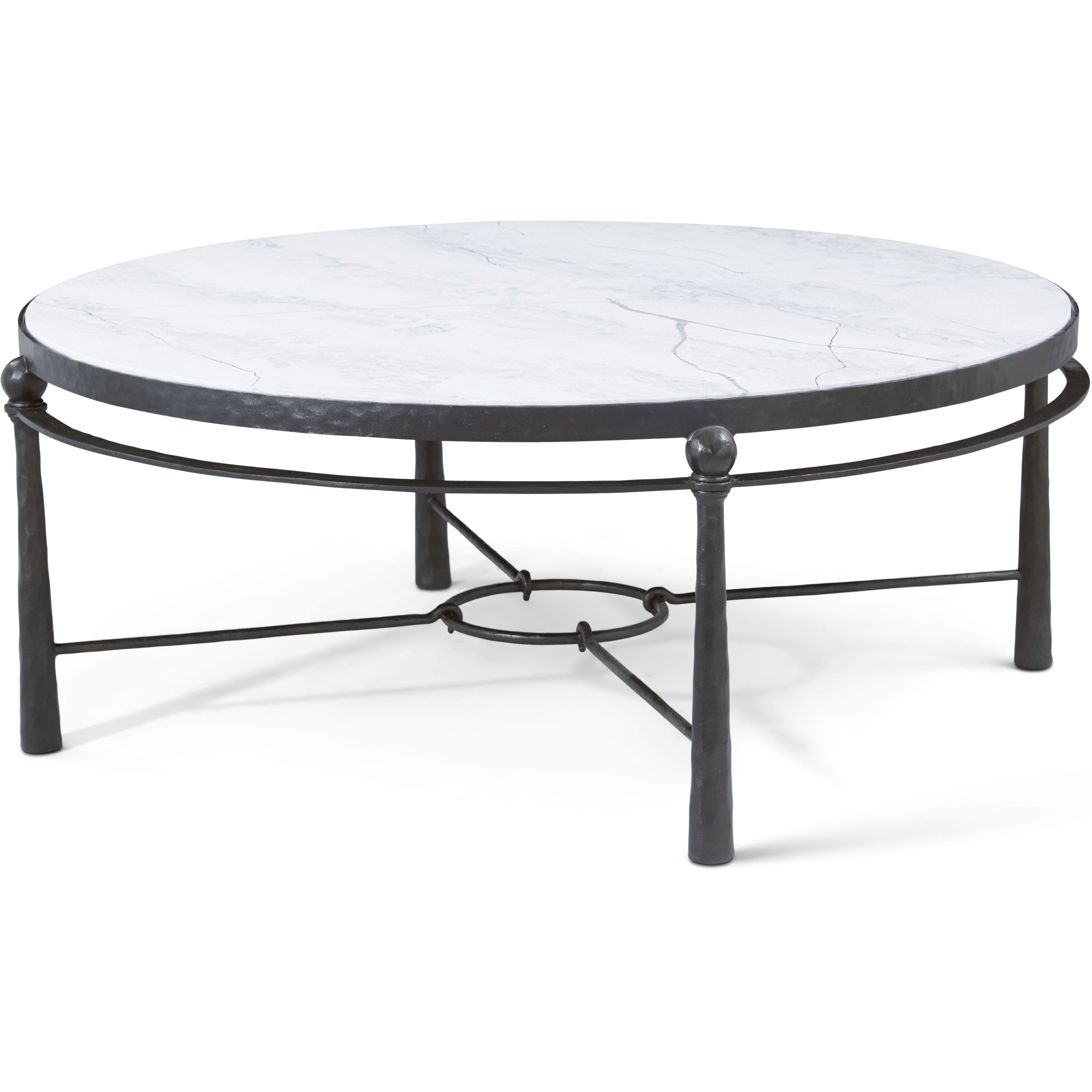Spencer London 47 X 47 inch Cocktail Table, Wrought Iron, Marble Top, Round