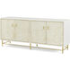 Judith Leiber Couture 80 X 19 inch Feather / Solstice / Polished Brass Credenza, Wooden, 4-Door