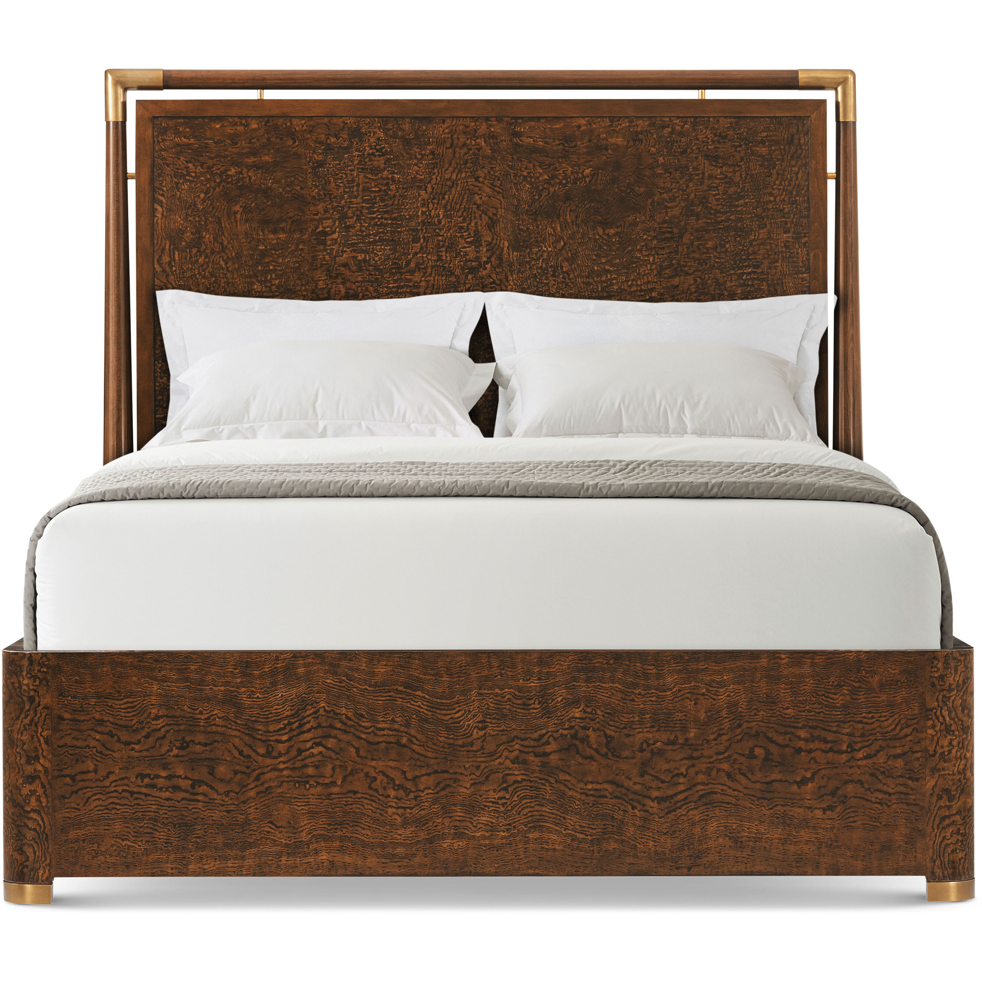 Kesden Pyramid Brown US Queen Bed, Wooden