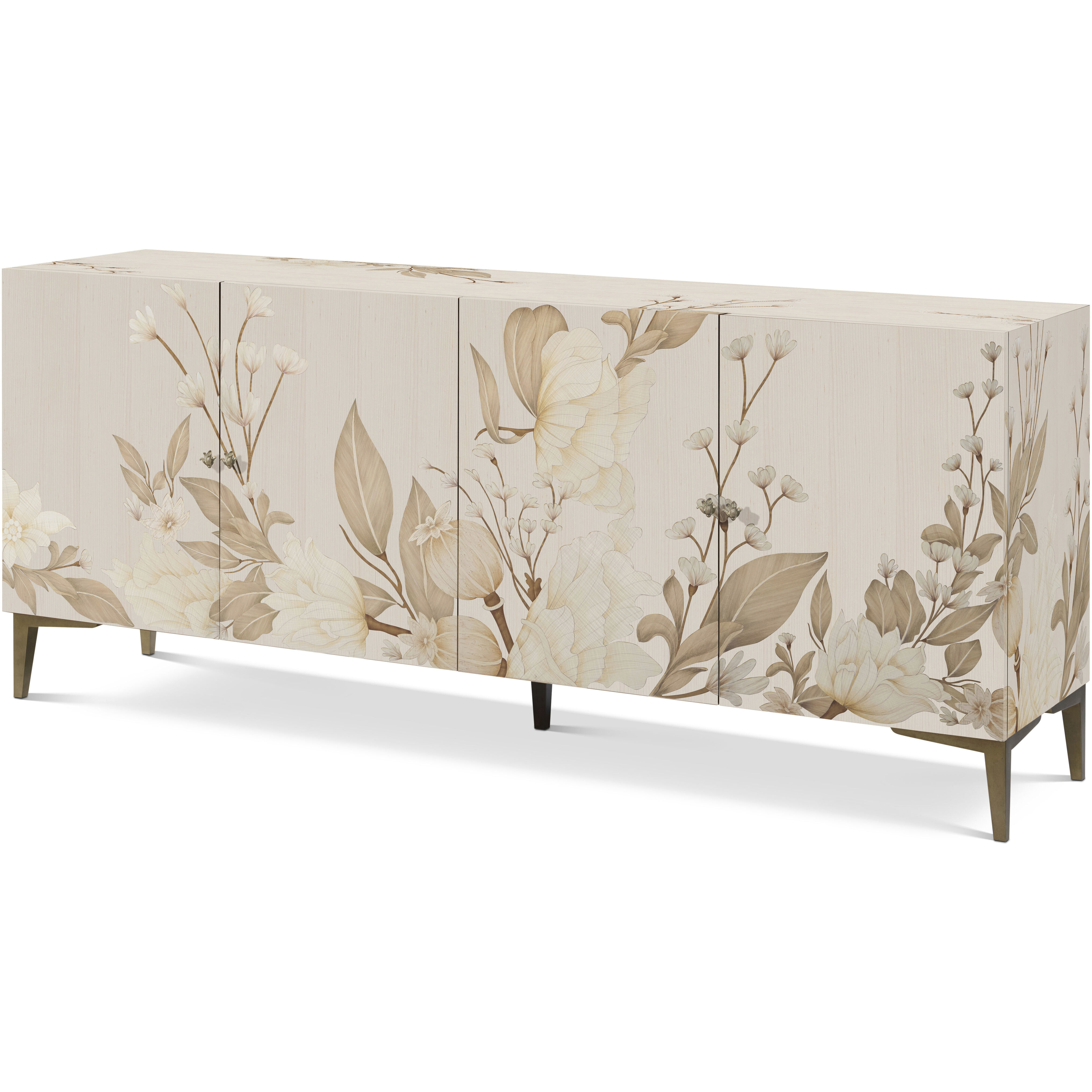 Bouquet 80 X 19 inch Buttercream Sideboard, Wooden, 4-Door
