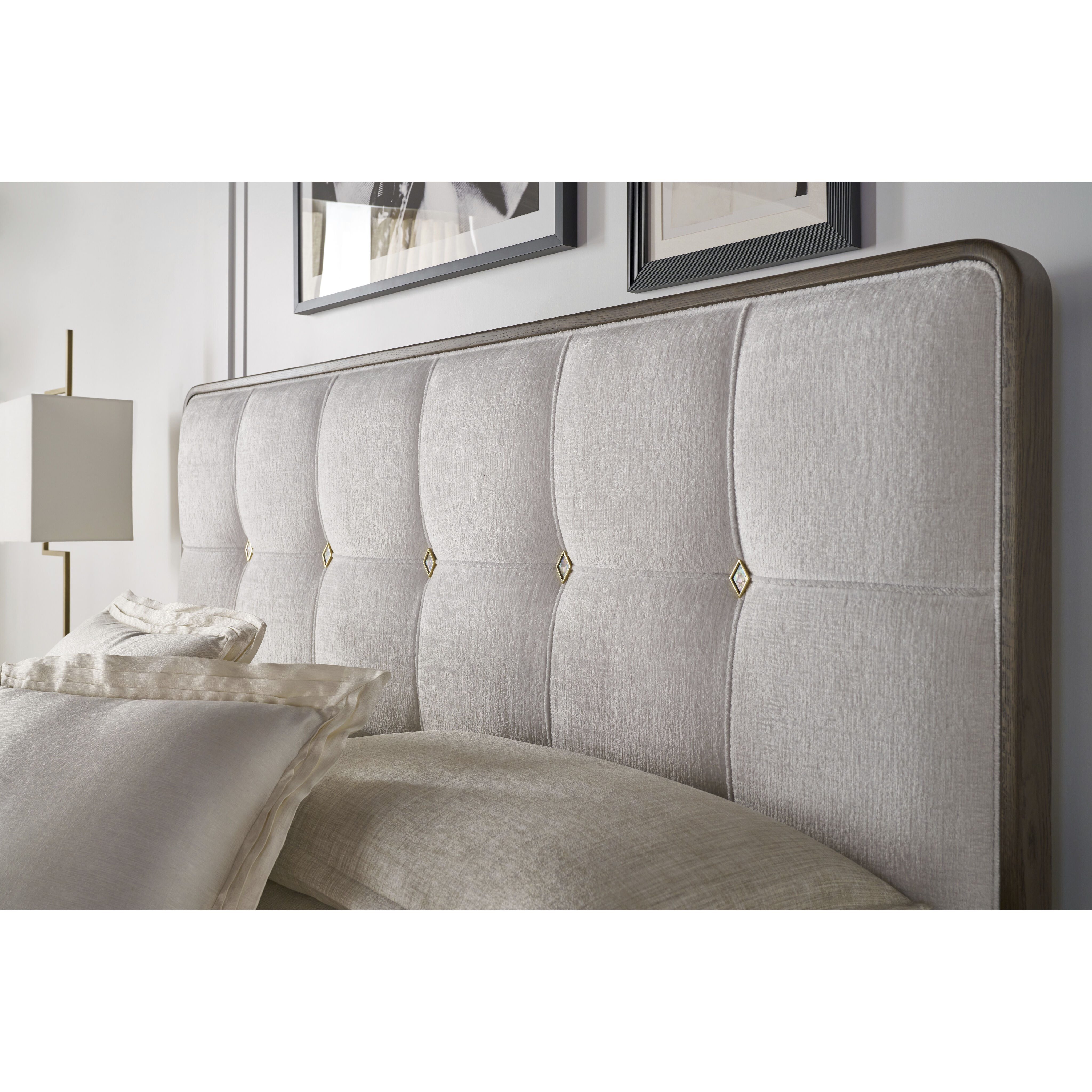 Judith Leiber Couture Mink US King Bed, Wooden, Upholstered