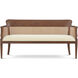 Sunderland Antique Rattan Bench, Wooden, Upholstered