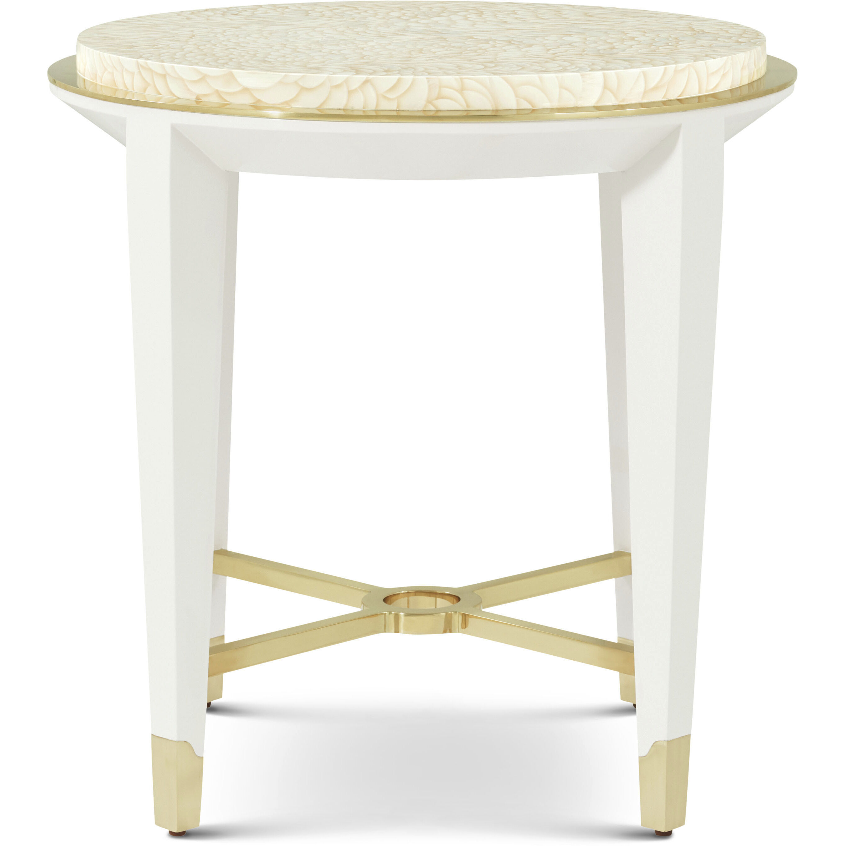Judith Leiber Couture 24 X 24 inch Feather / Solstice / Polished Brass Side Table, Wooden