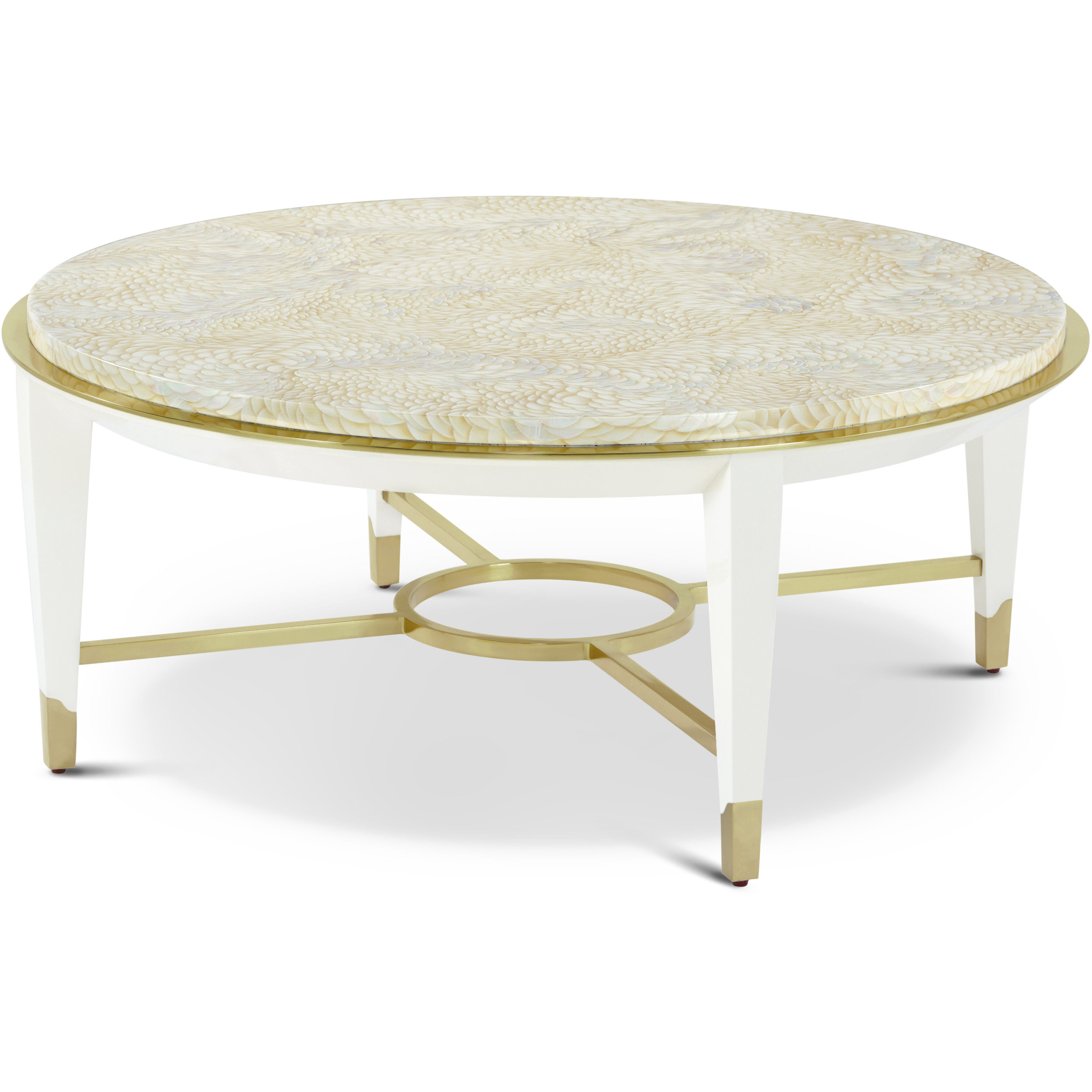 Judith Leiber Couture 42 X 42 inch Feather / Solstice / Polished Brass Cocktail Table, Wooden