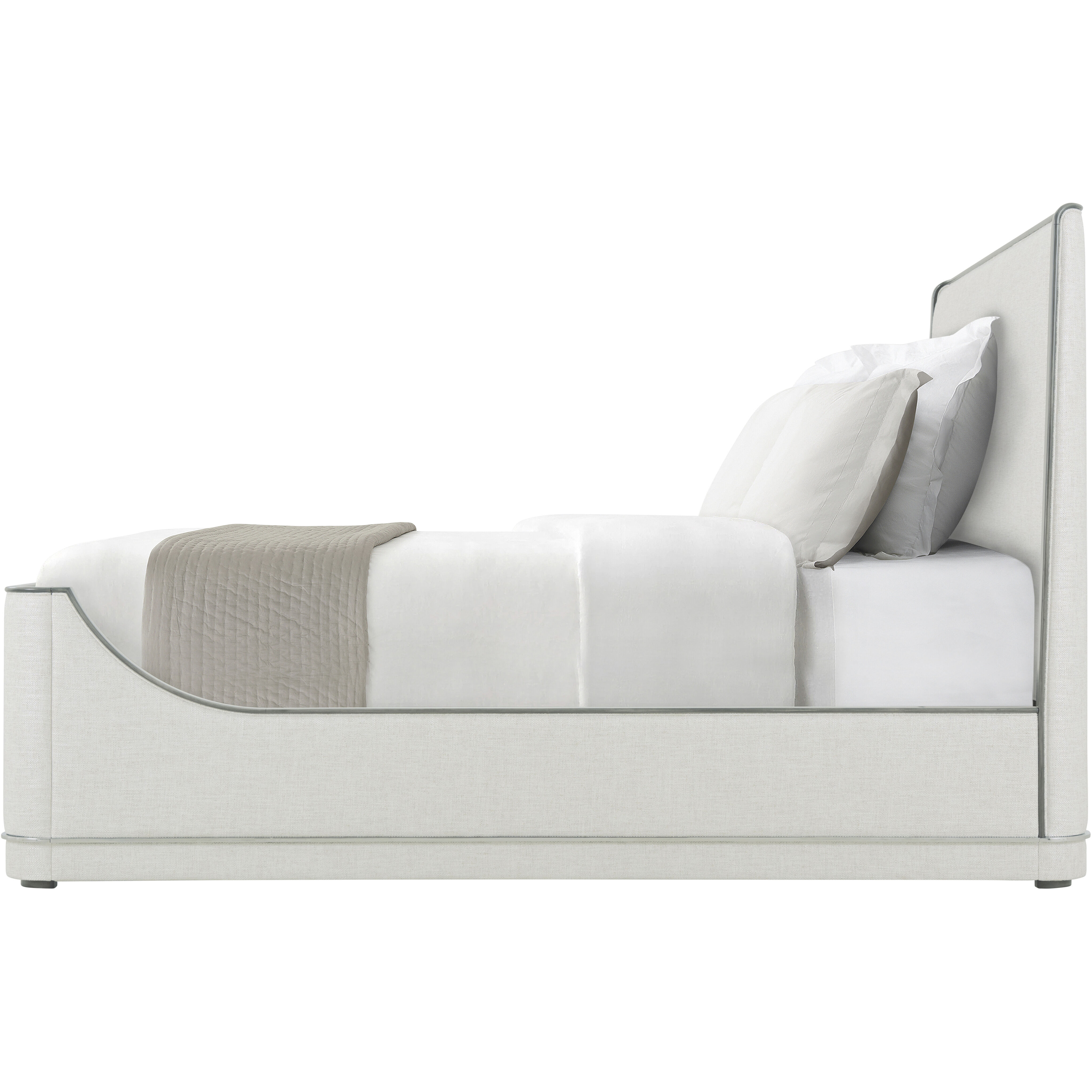 Hudson Pebble Grey California King Bed, Wooden, Upholstered