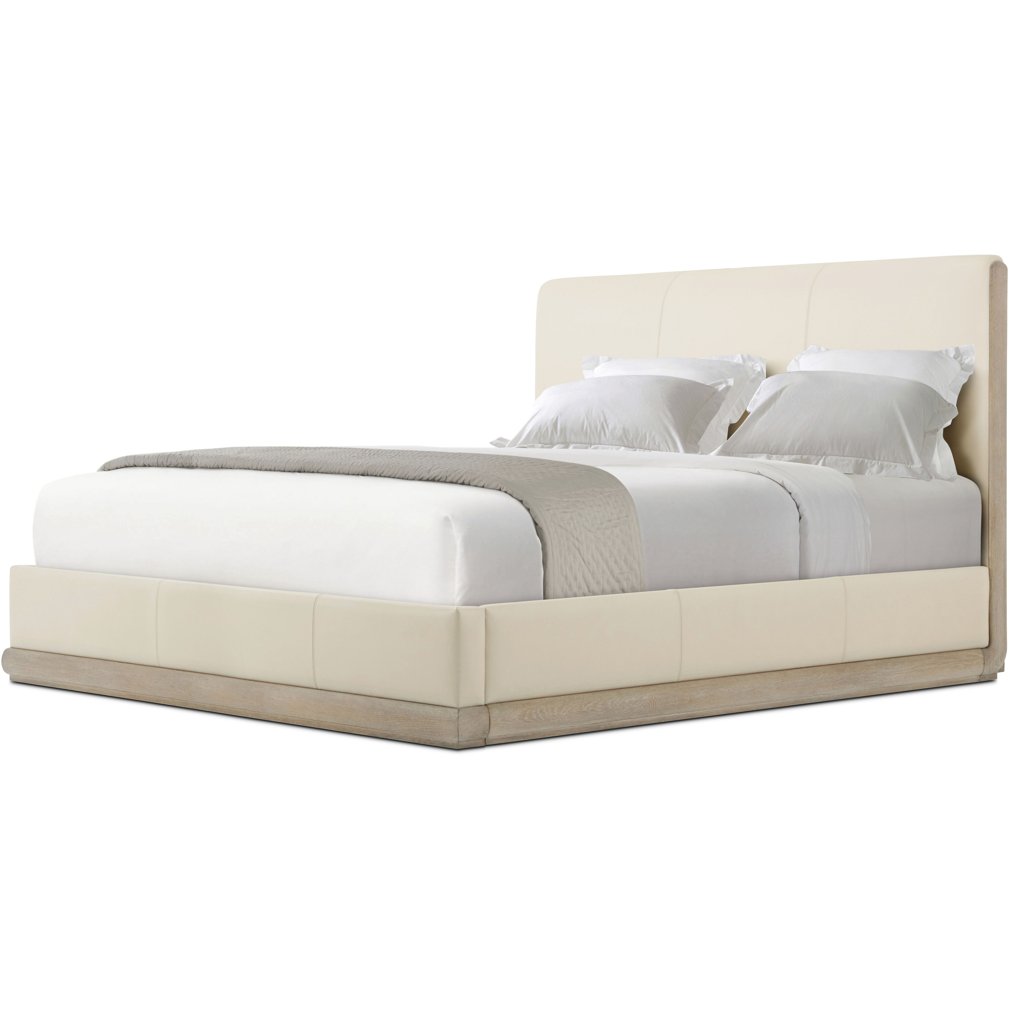 Repose Grey Oak US King Bed, Wooden, Upholstered