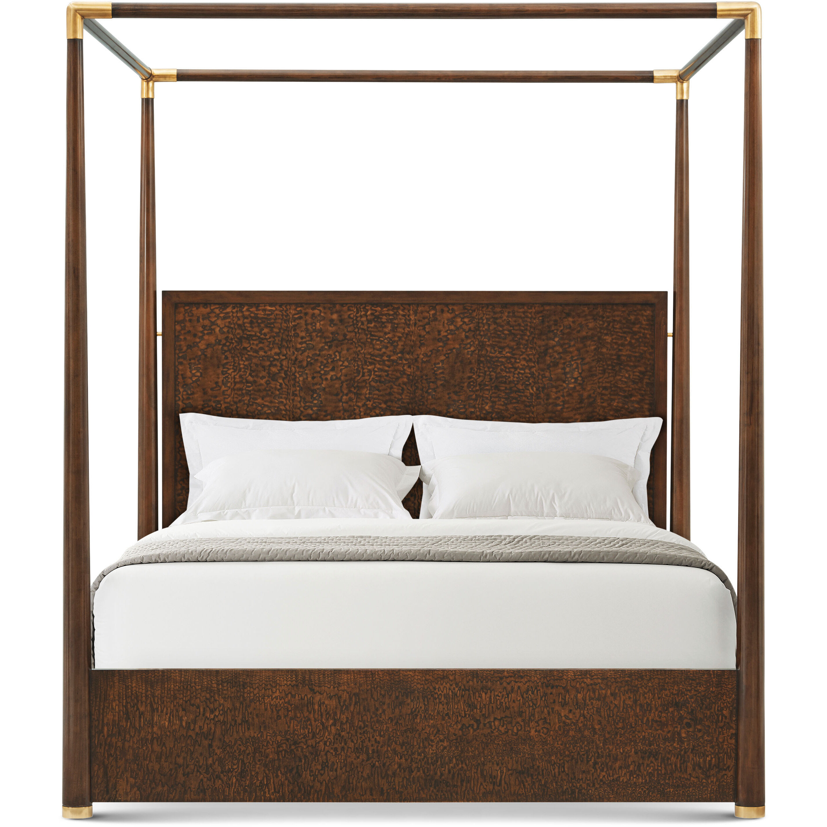 Kesden Pyramid Brown Poster California King Bed, Wooden