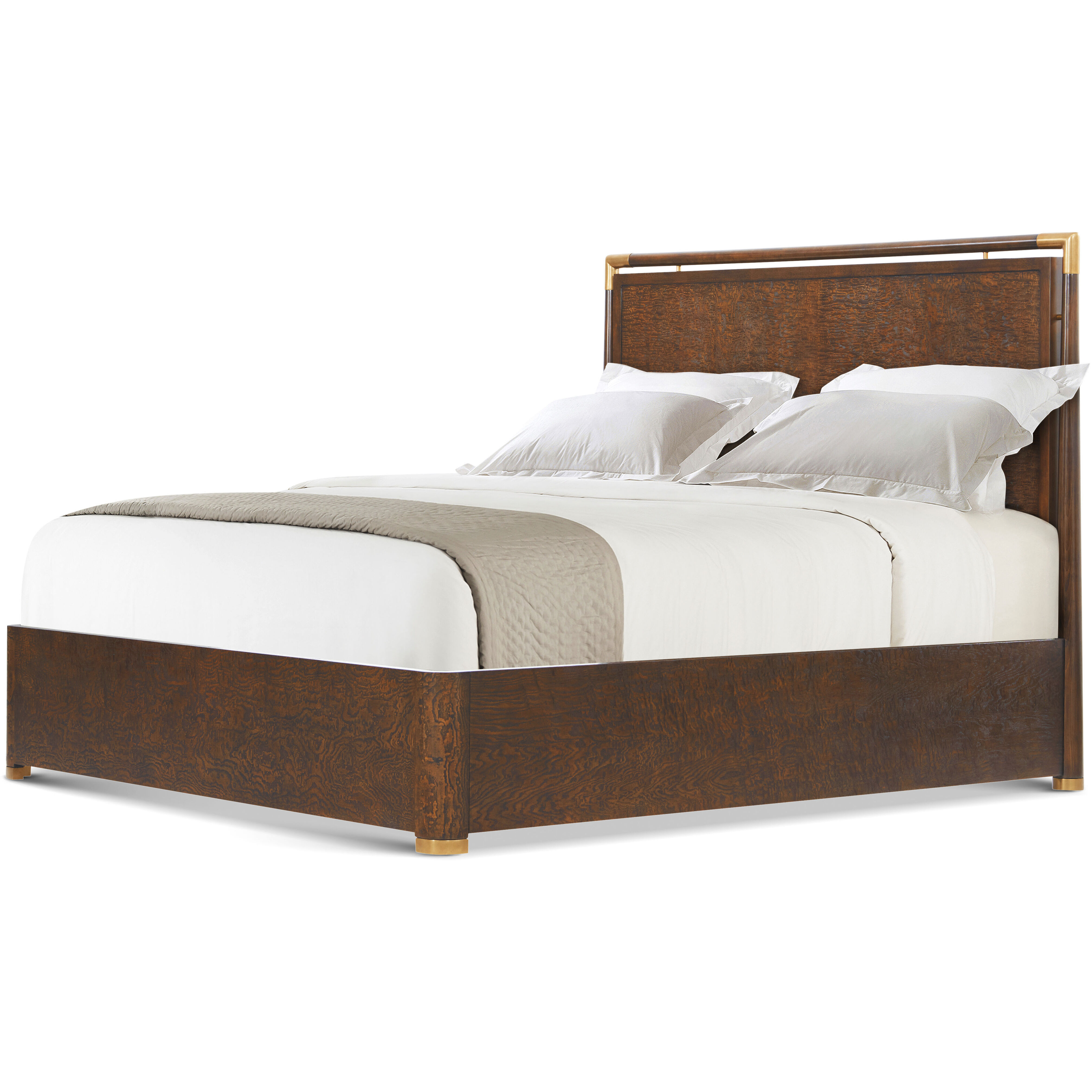 Kesden Pyramid Brown California King Bed, Wooden