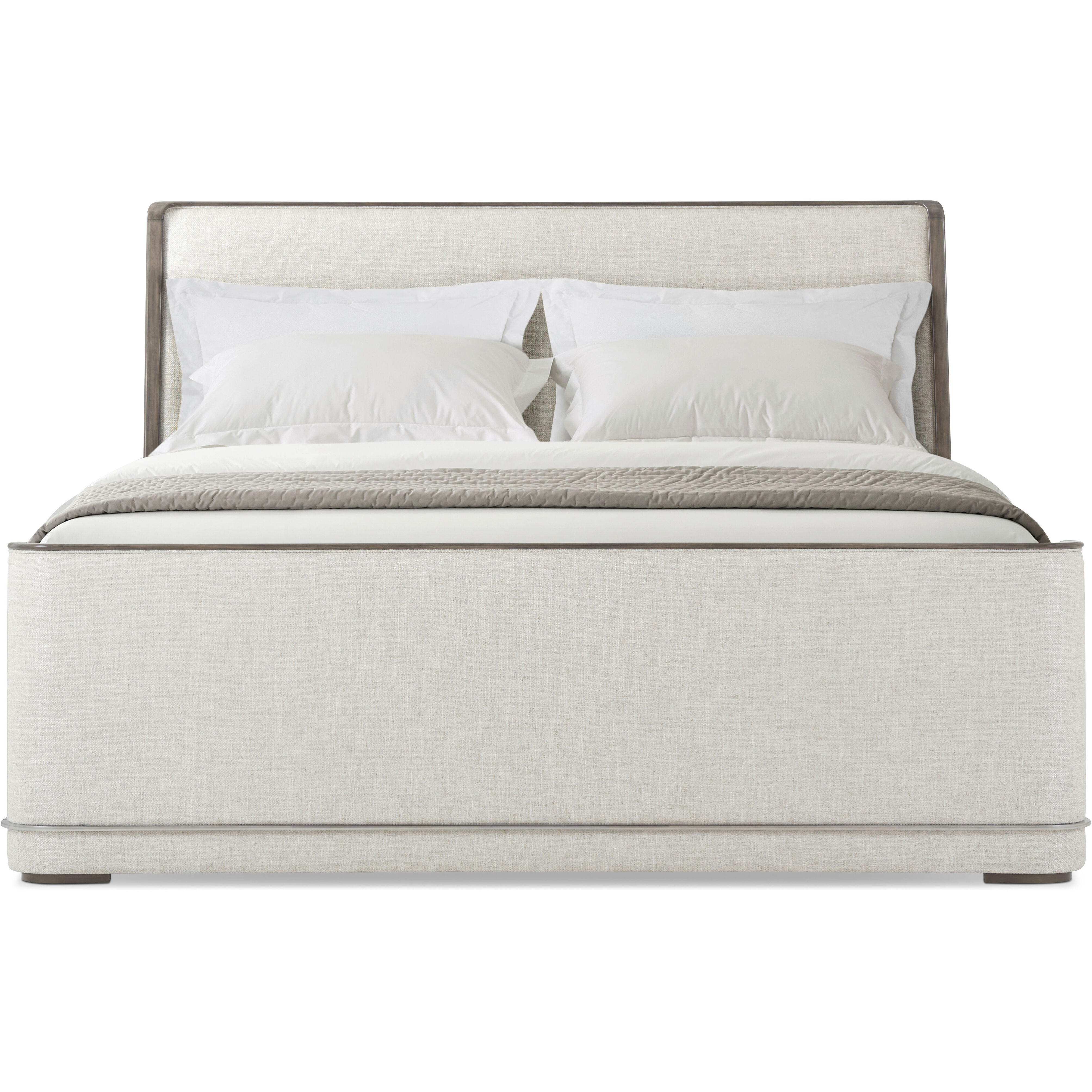 Hudson Pebble Grey US King Bed, Wooden, Upholstered