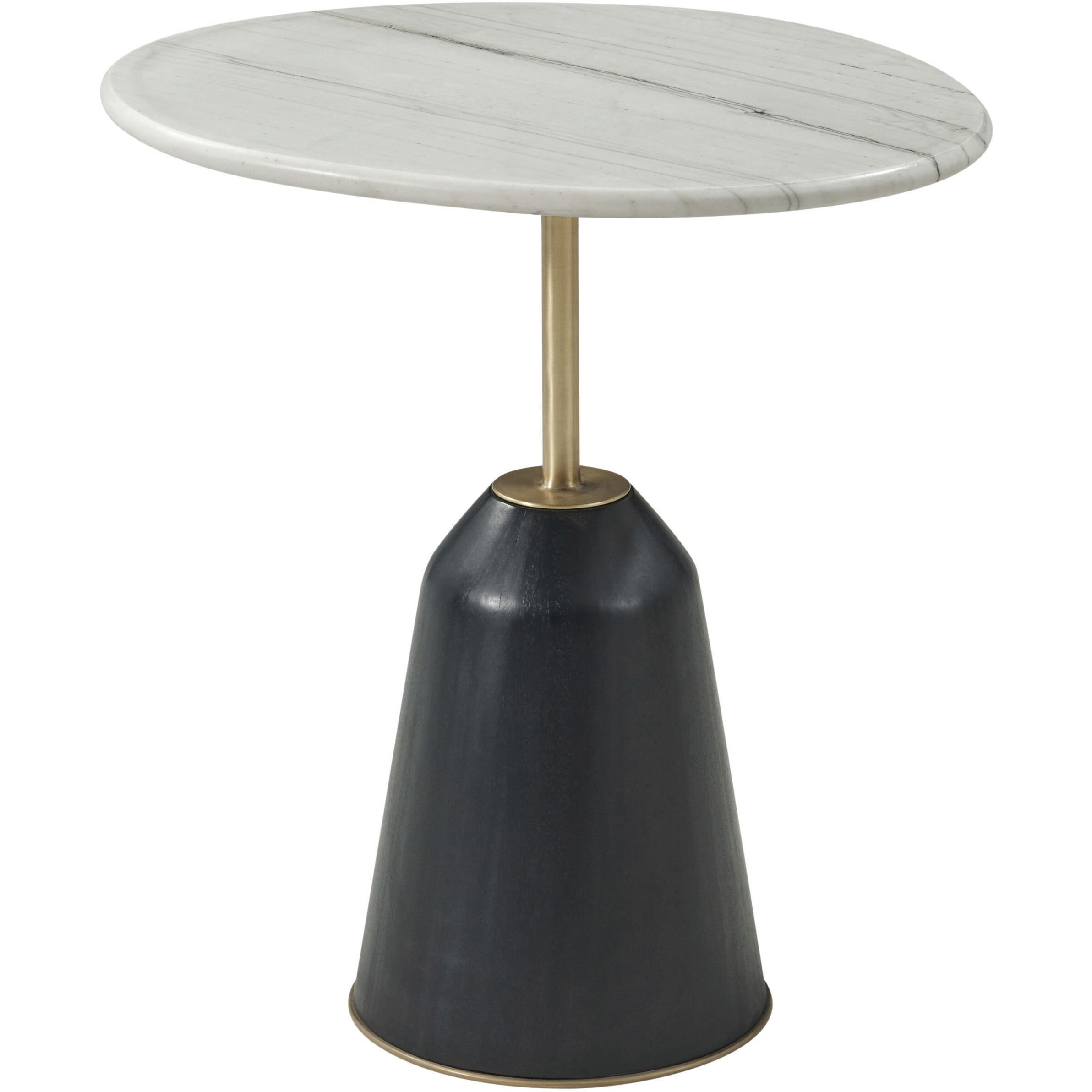 Amorphous 25 X 23 inch Side Table, Wooden with Marble Top