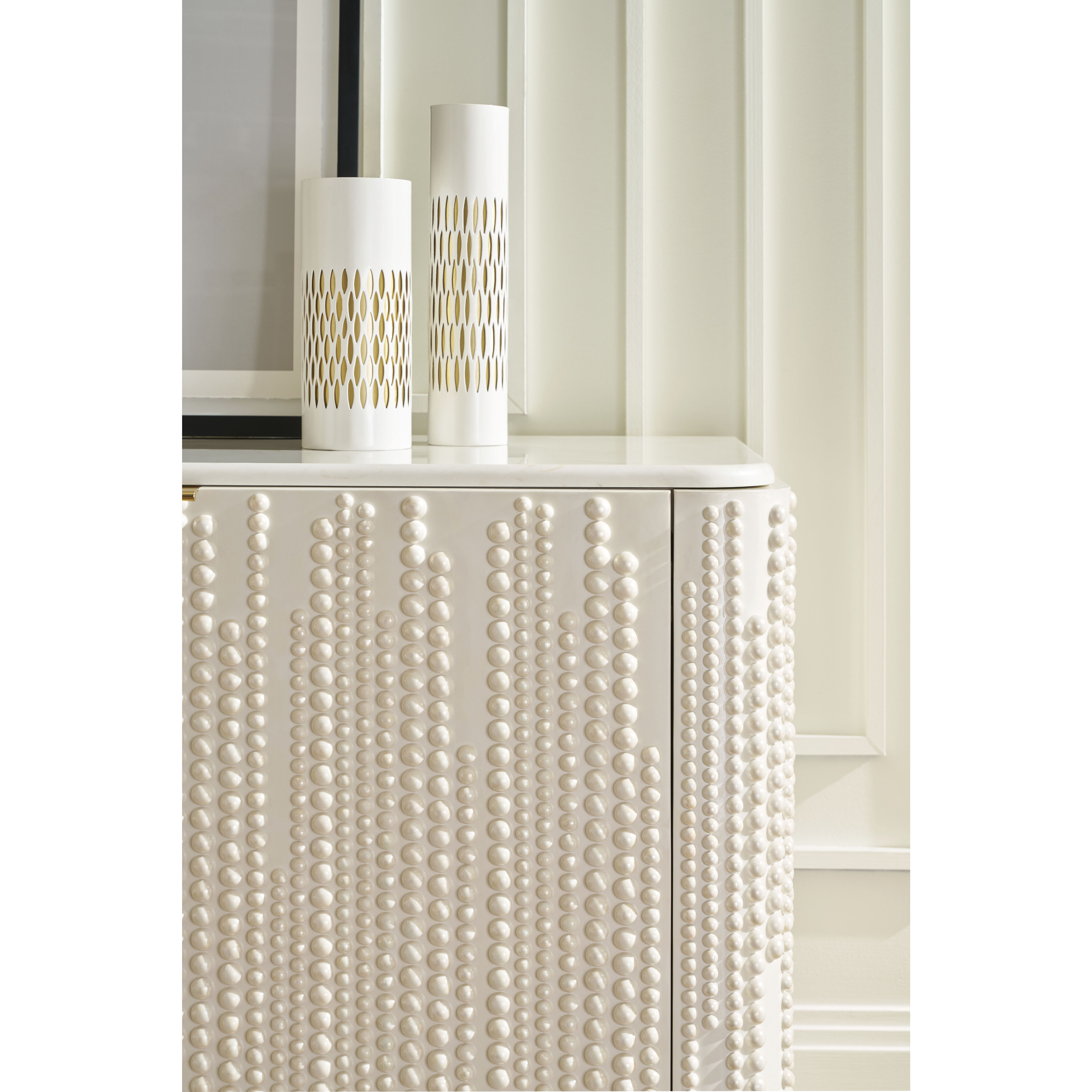 Judith Leiber Couture 50 X 20 inch Solstice Credenza, Wooden, 2-Door, Marble Top