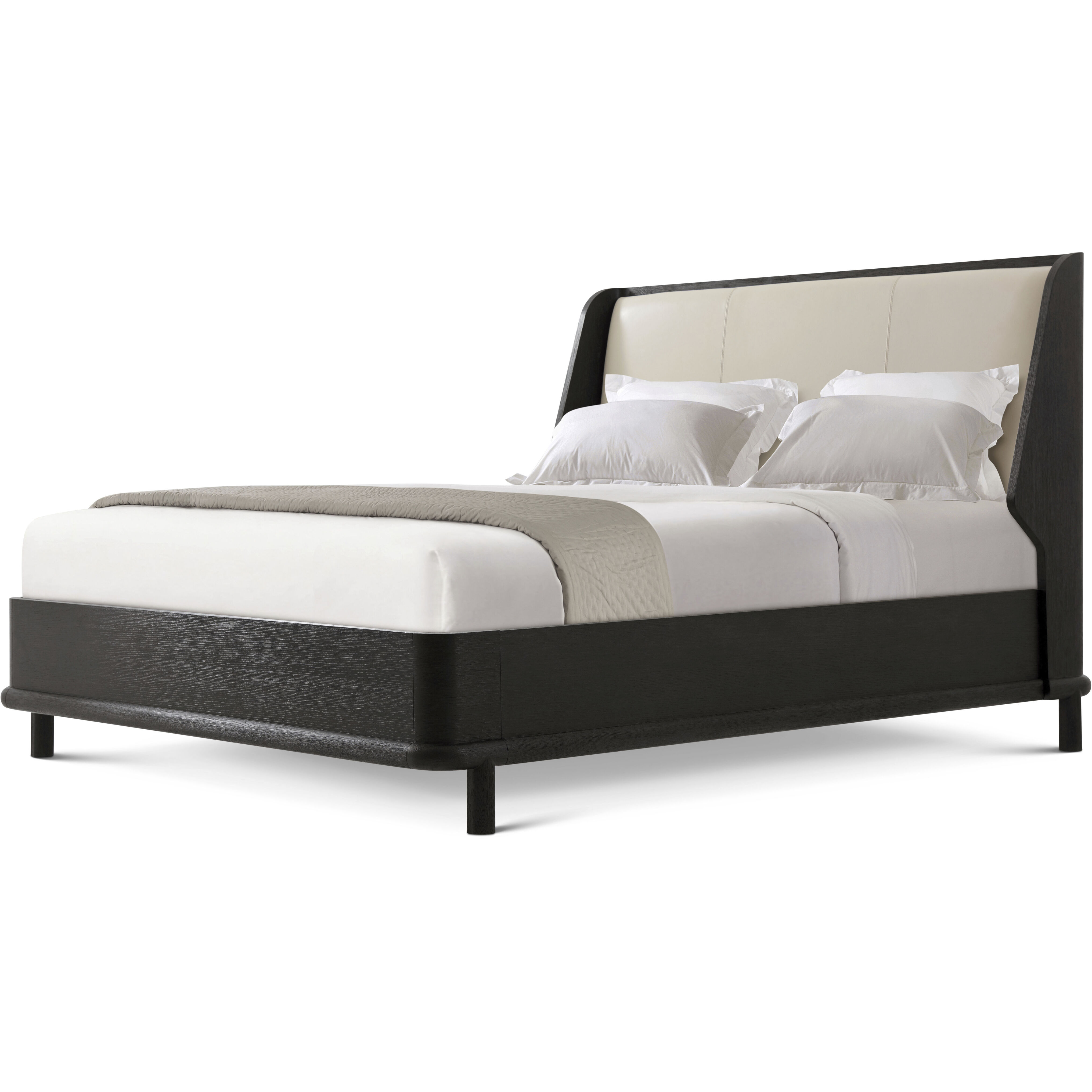 Repose Charcoal Oak California King Bed, Wooden, Upholstered