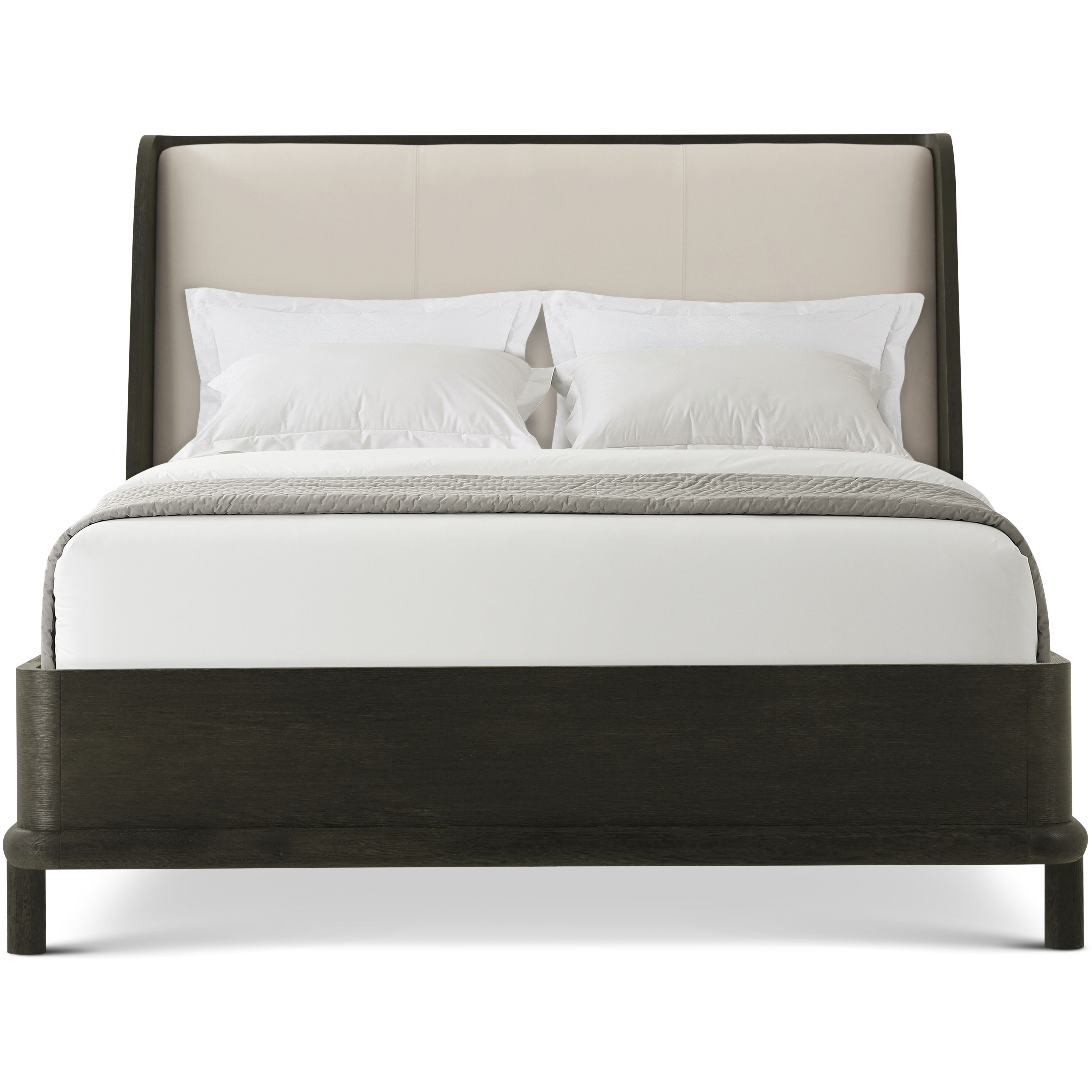 Repose Charcoal Oak US Queen Bed, Wooden, Upholstered