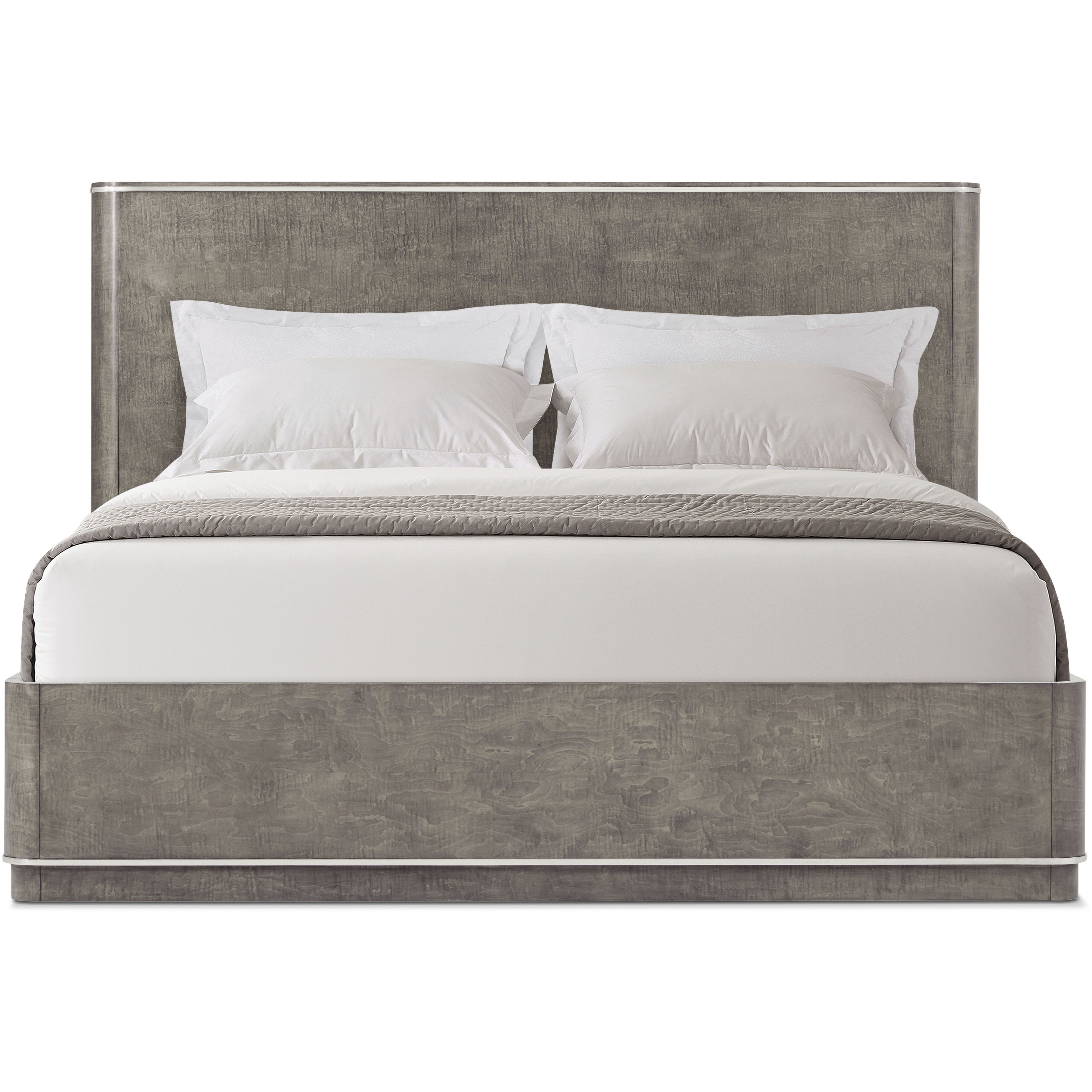 Hudson Pebble Grey US King Bed, Wooden