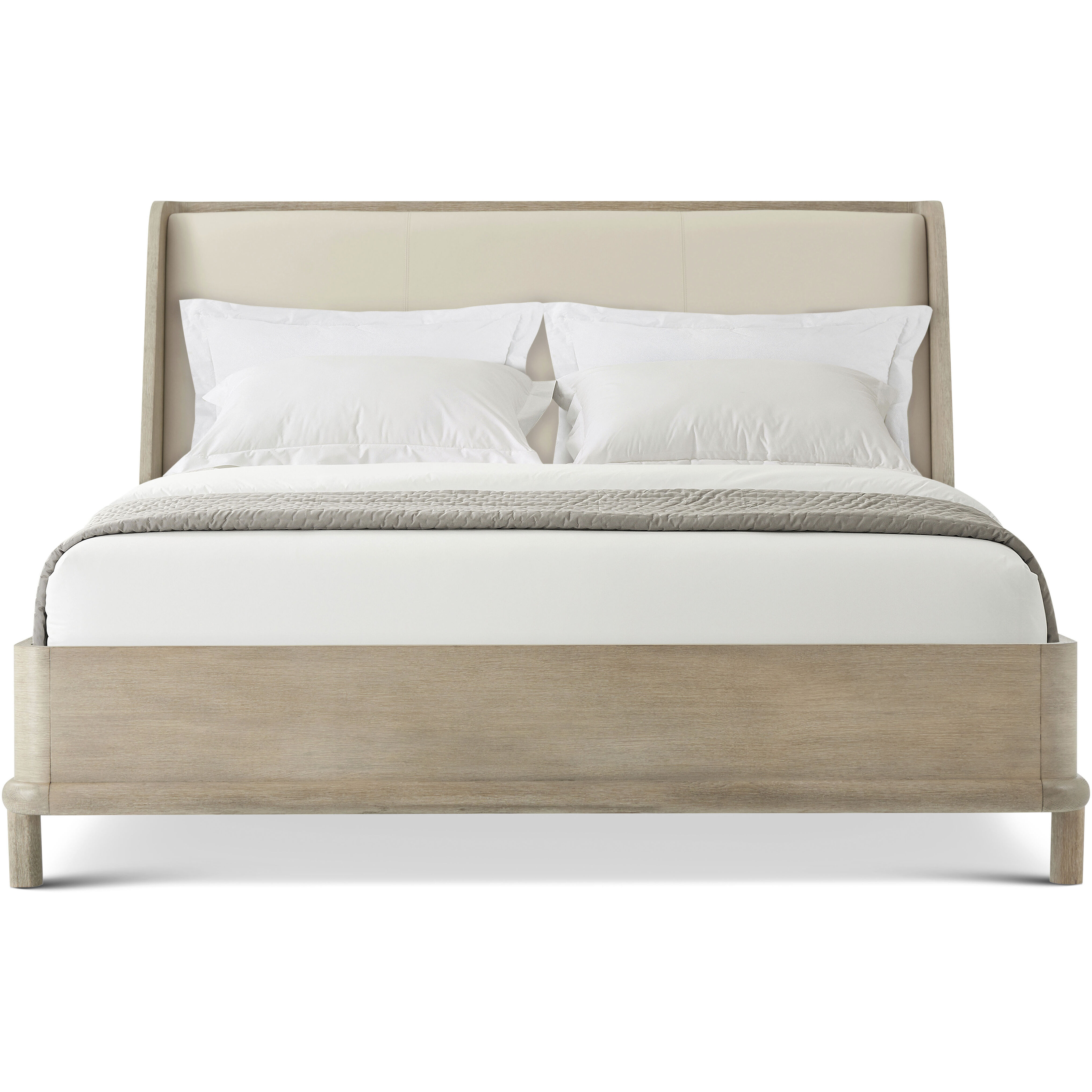 Repose Grey Oak California King Bed, Wooden, Upholstered