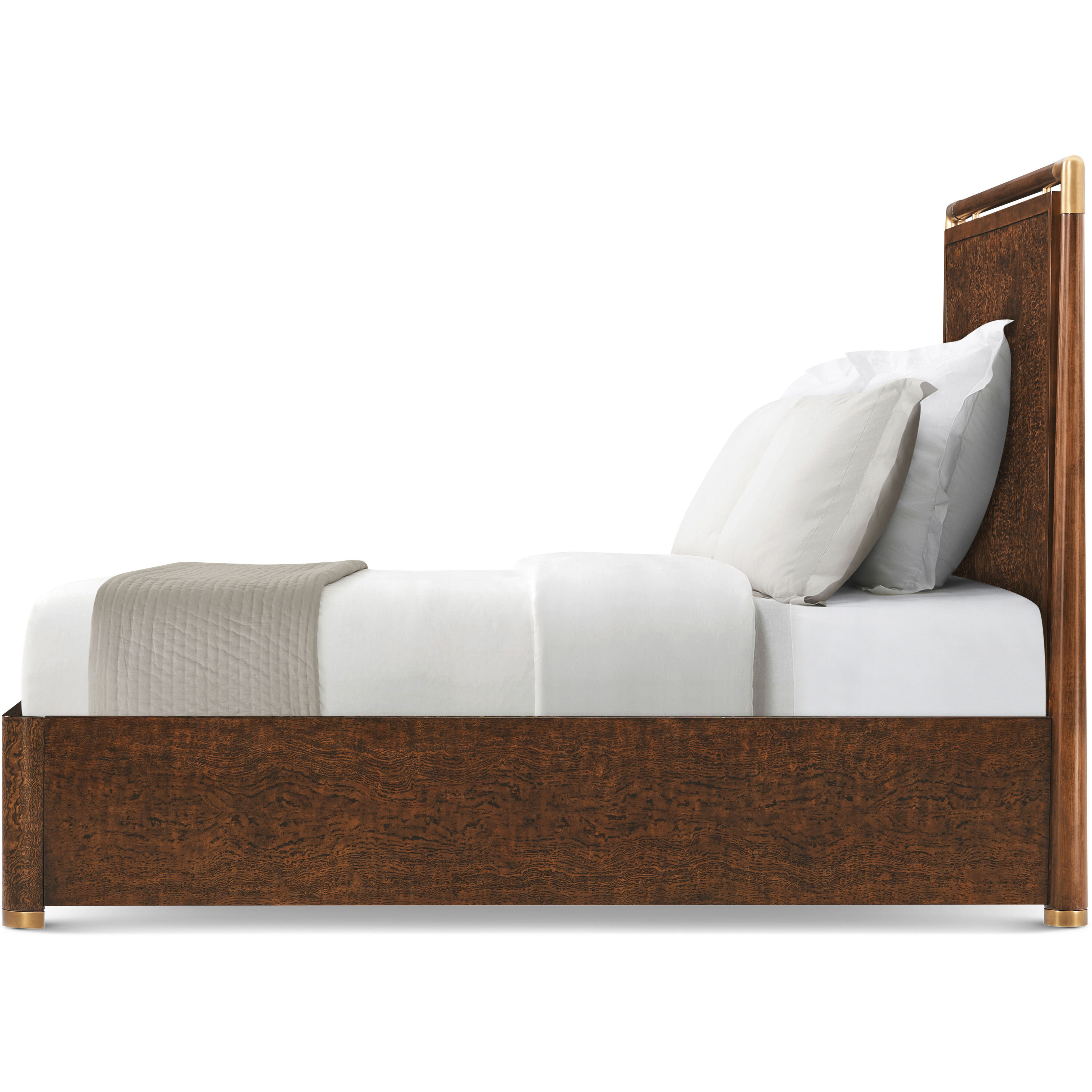 Kesden Pyramid Brown US Queen Bed, Wooden