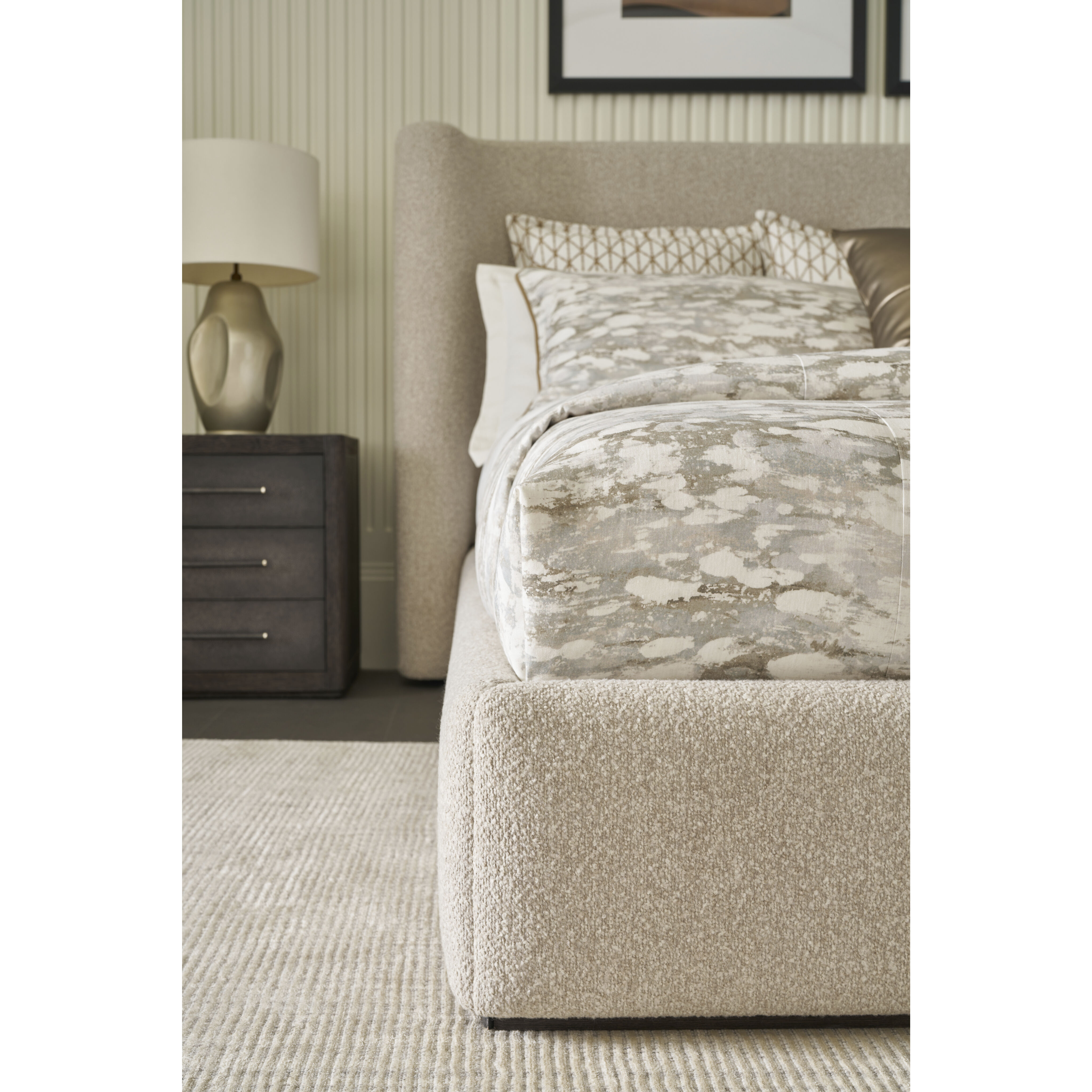 Maxwell Obsidian California King Bed, Wooden, Upholstered