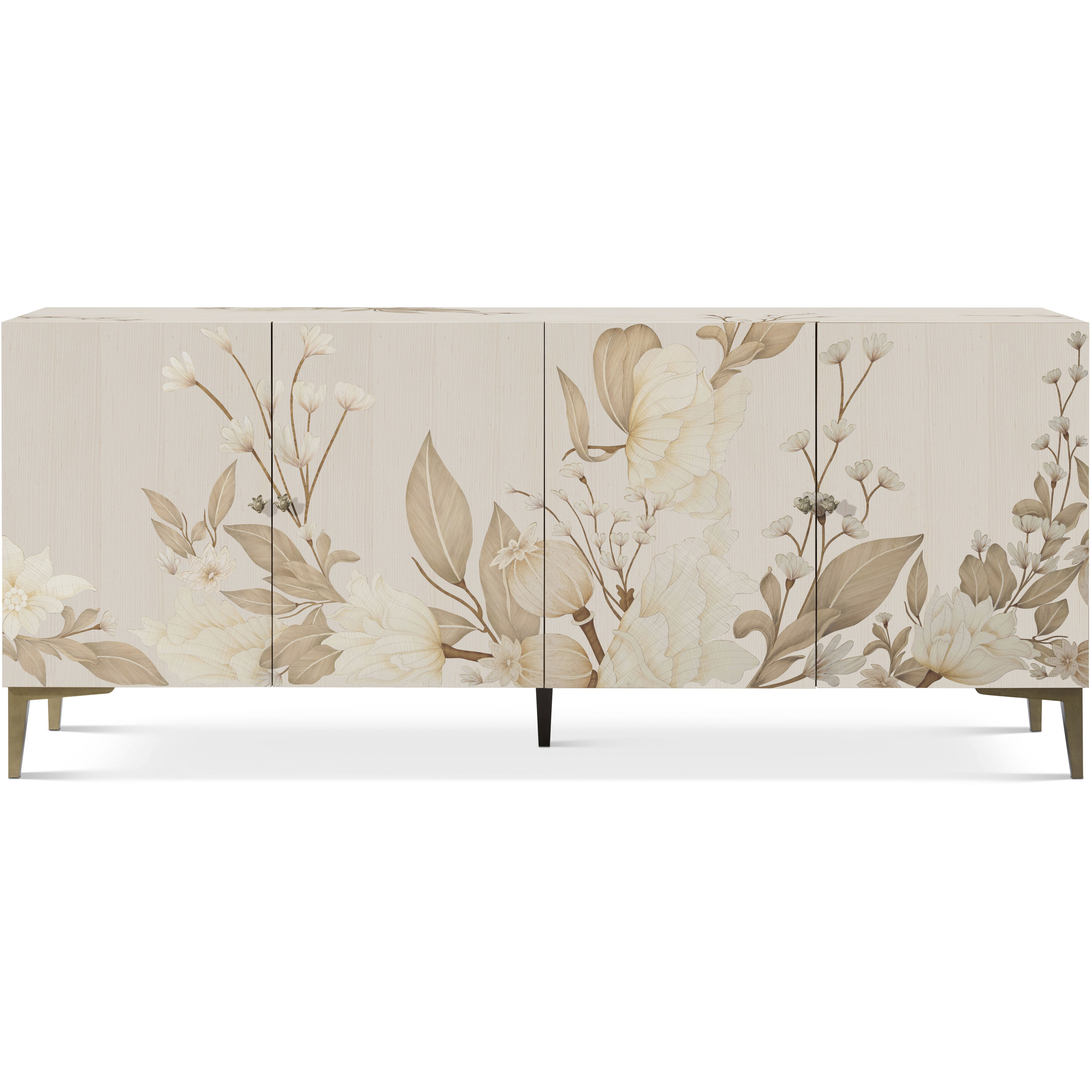 Bouquet 80 X 19 inch Buttercream Sideboard, Wooden, 4-Door