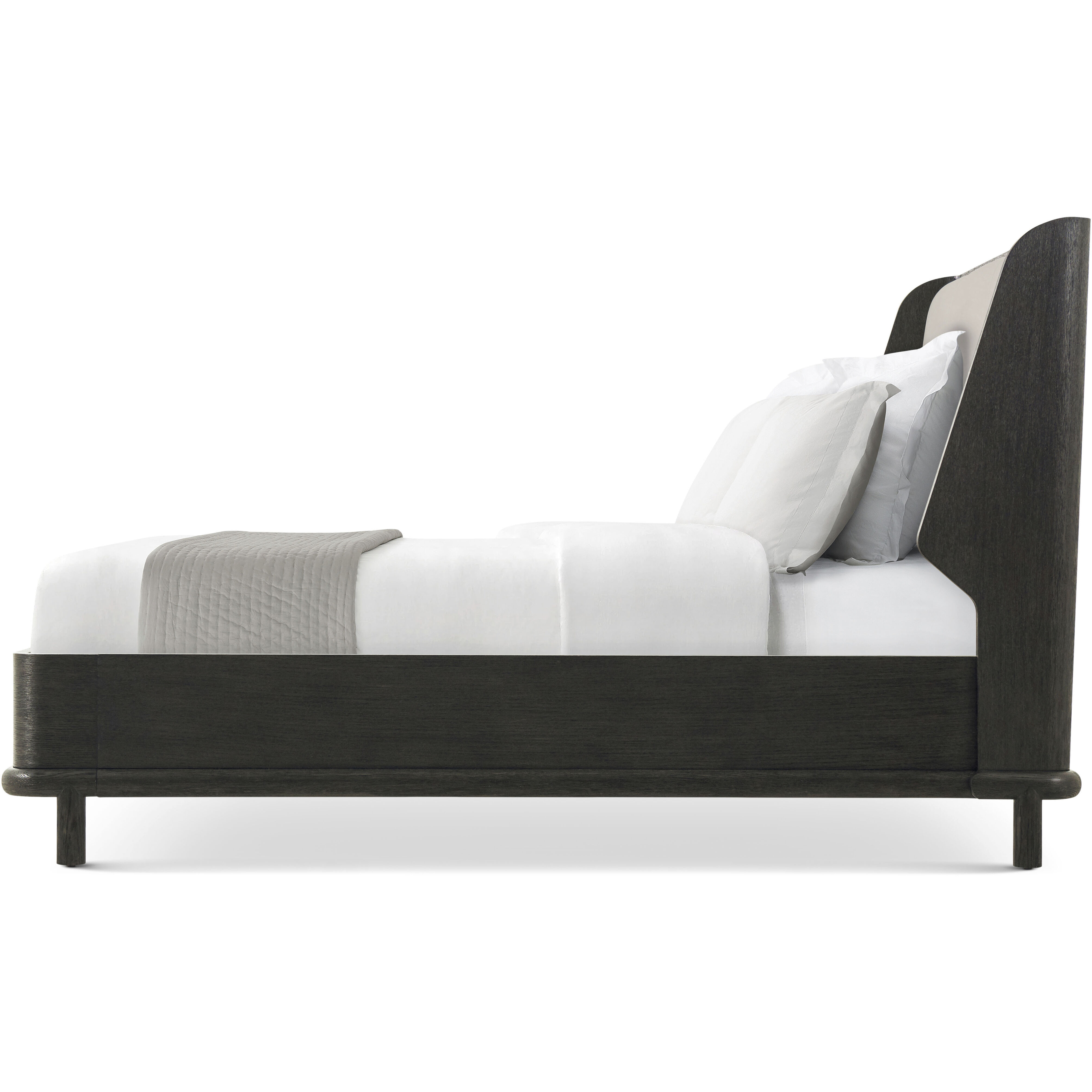 Repose Charcoal Oak US King Bed, Wooden, Upholstered