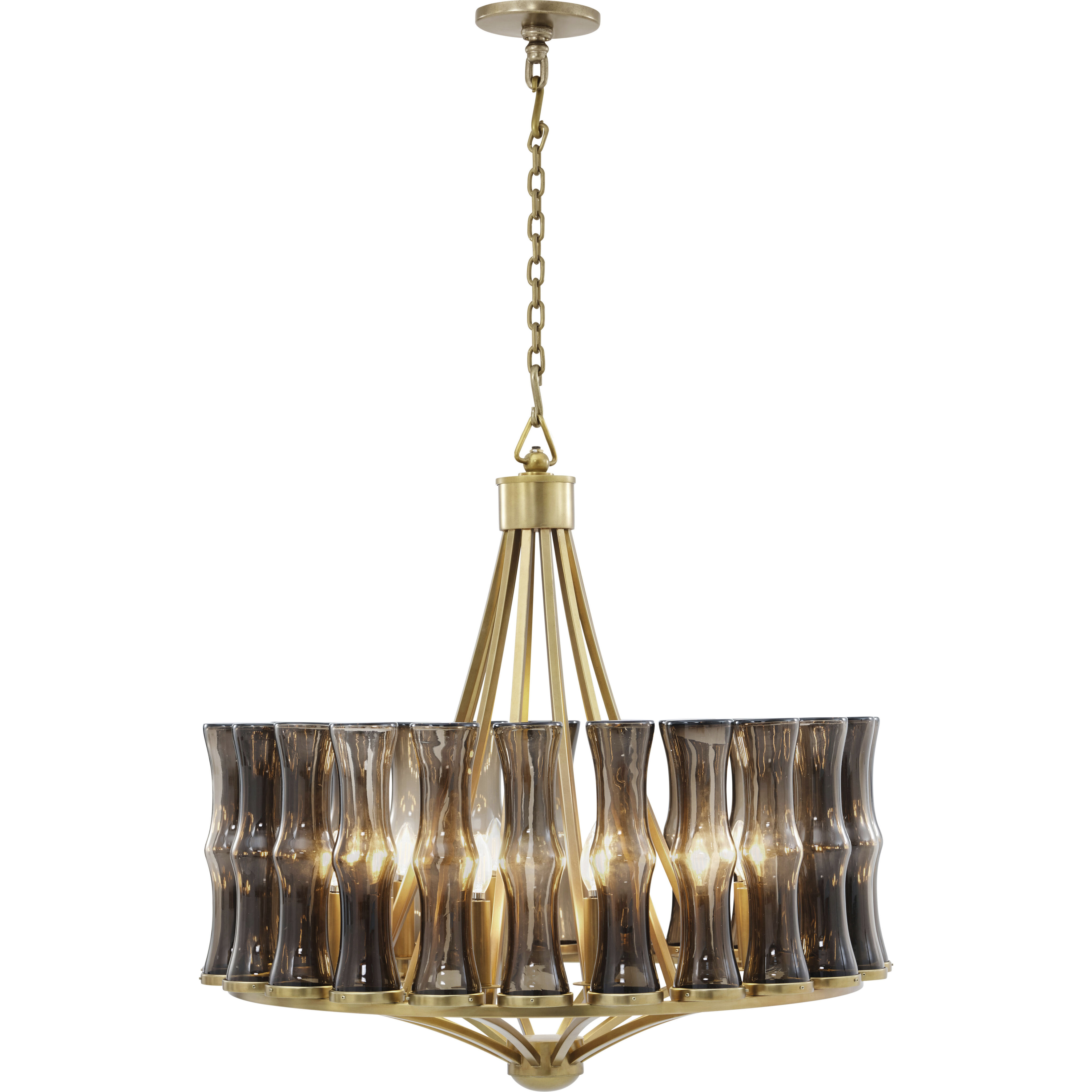 Preston 35.25 inch Satin Brass Chandelier Ceiling Light, TA Illuminations