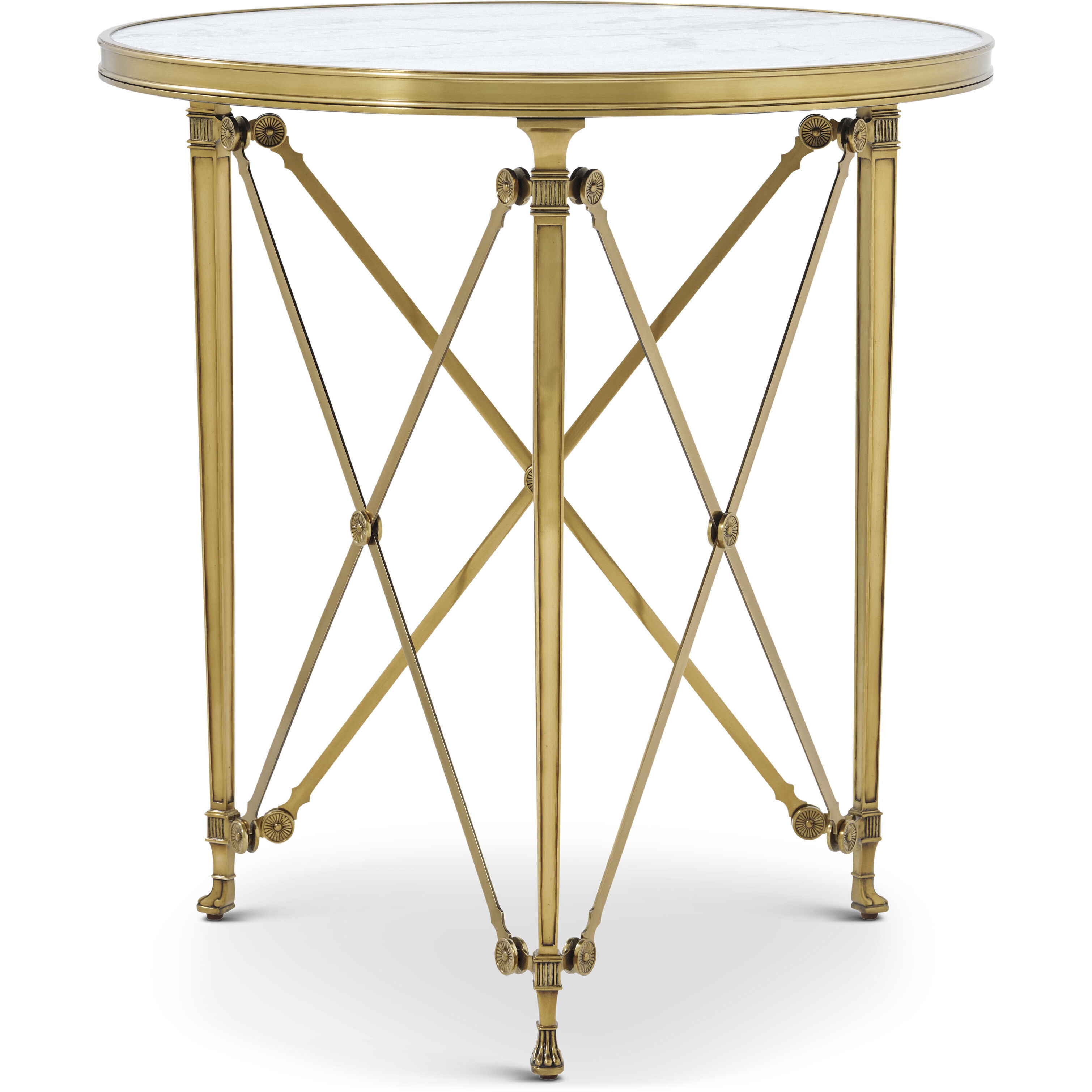 Spencer London 29.5 X 28 inch Cannes Brass / Lacus Quartz Round Center Table, Brass with Quartz Top, Round, Round Brass Center Table