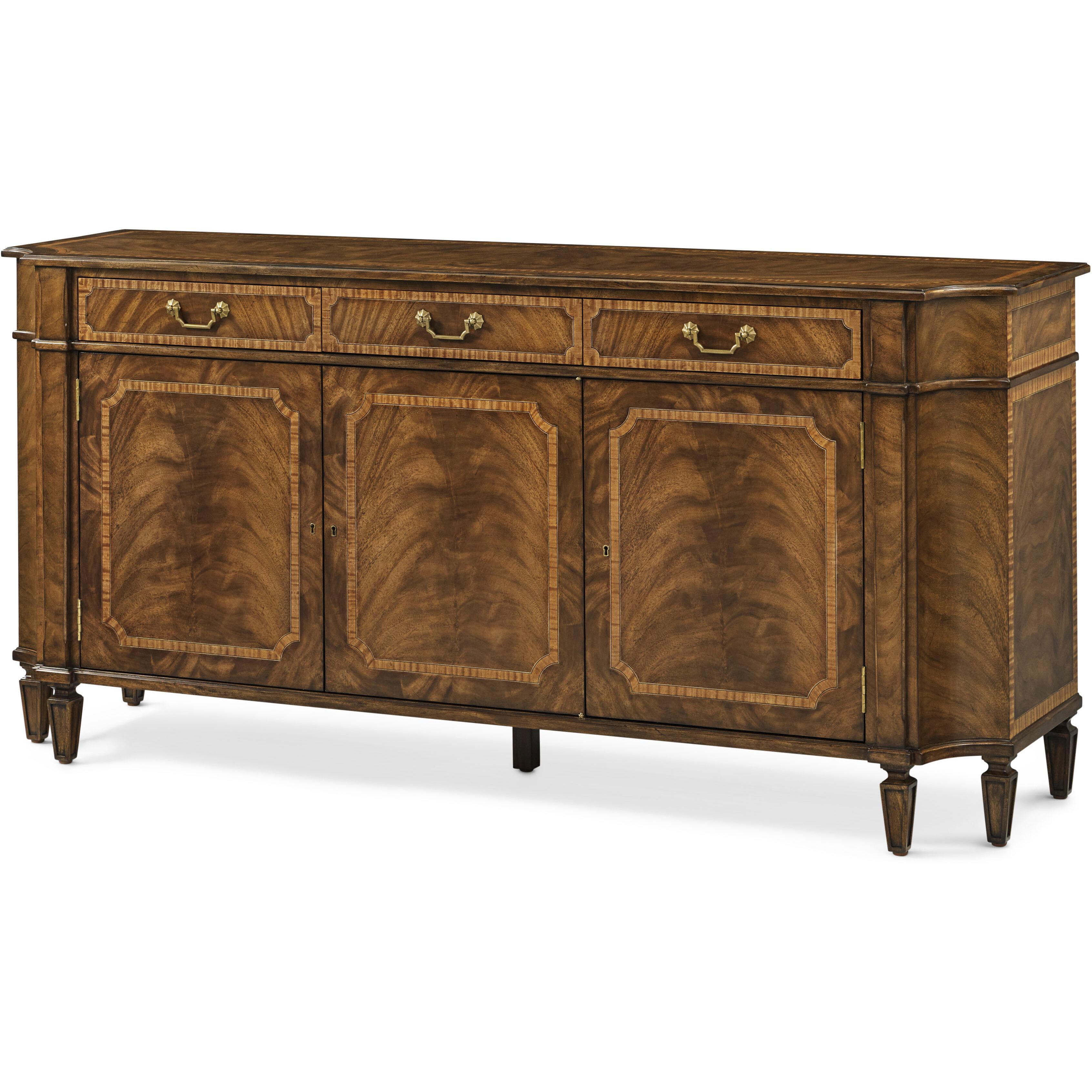 Sloane 78.5 X 22 inch Edwardian Brown Buffet, Wooden, 3-Door