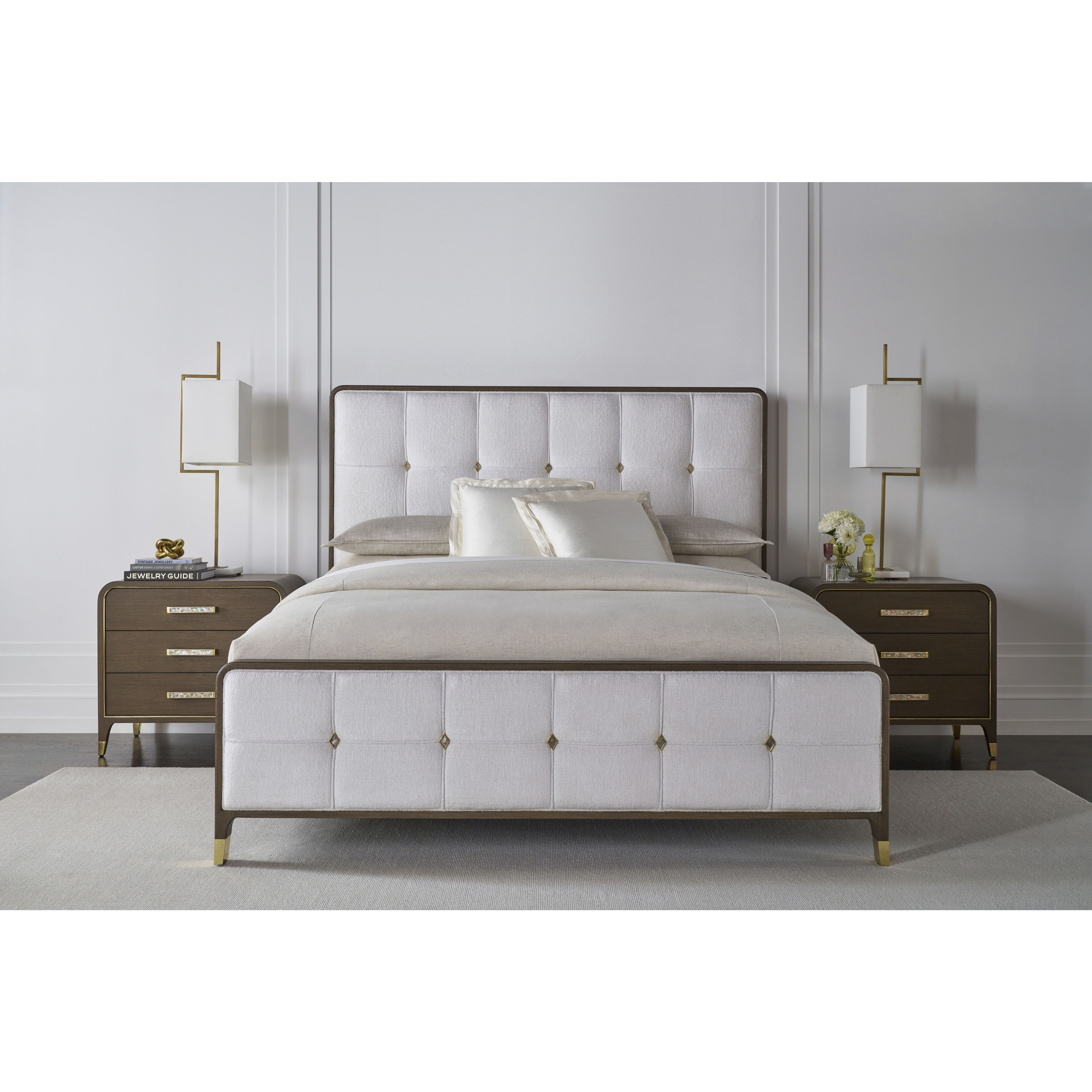 Judith Leiber Couture Mink US King Bed, Wooden, Upholstered