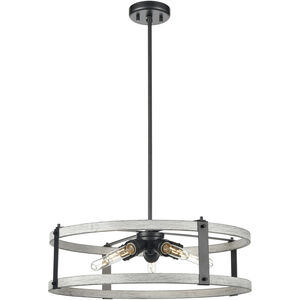 Oakhurst 5 Light Graphite and Birchwood Dual Mount Ceiling Light