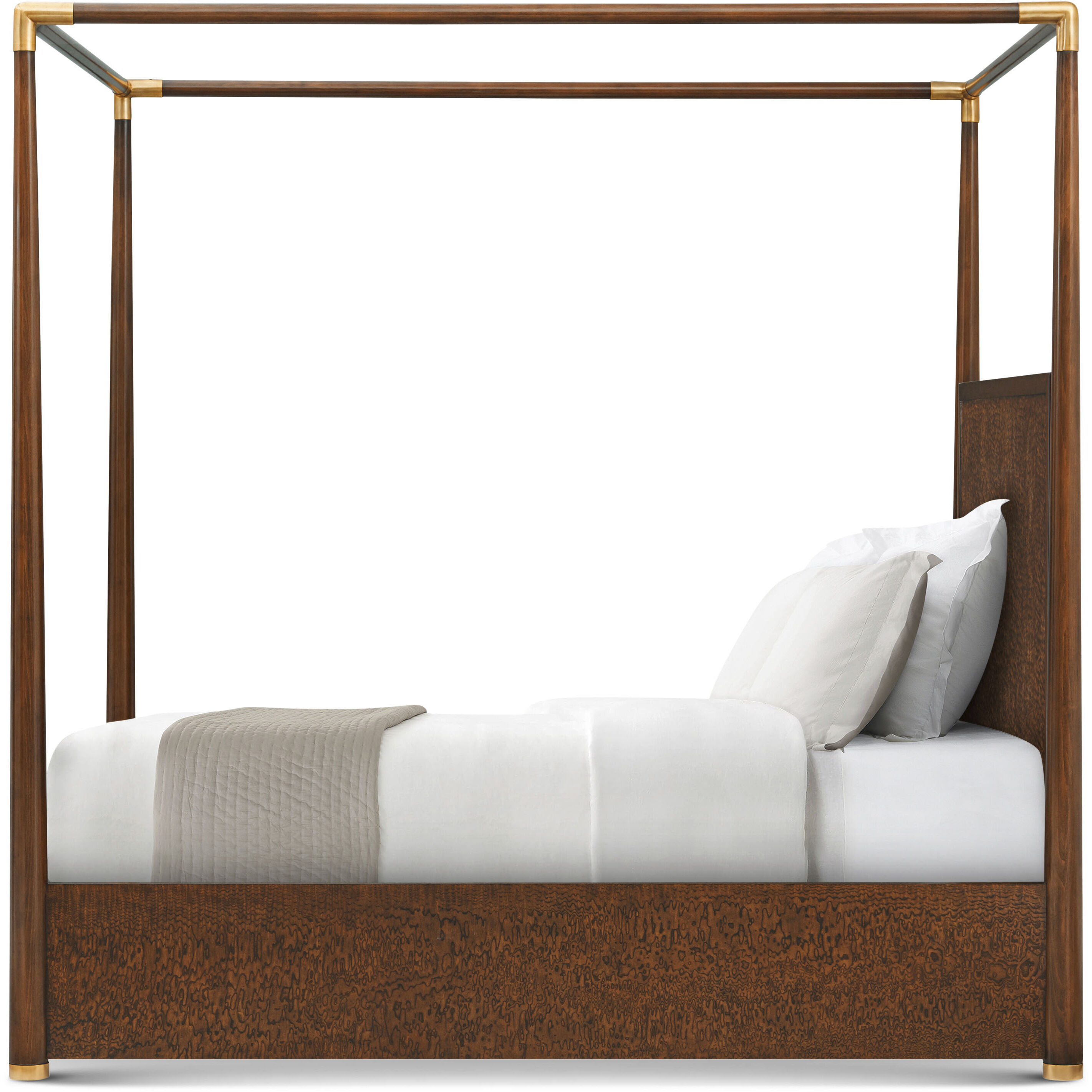 Kesden Pyramid Brown Poster California King Bed, Wooden