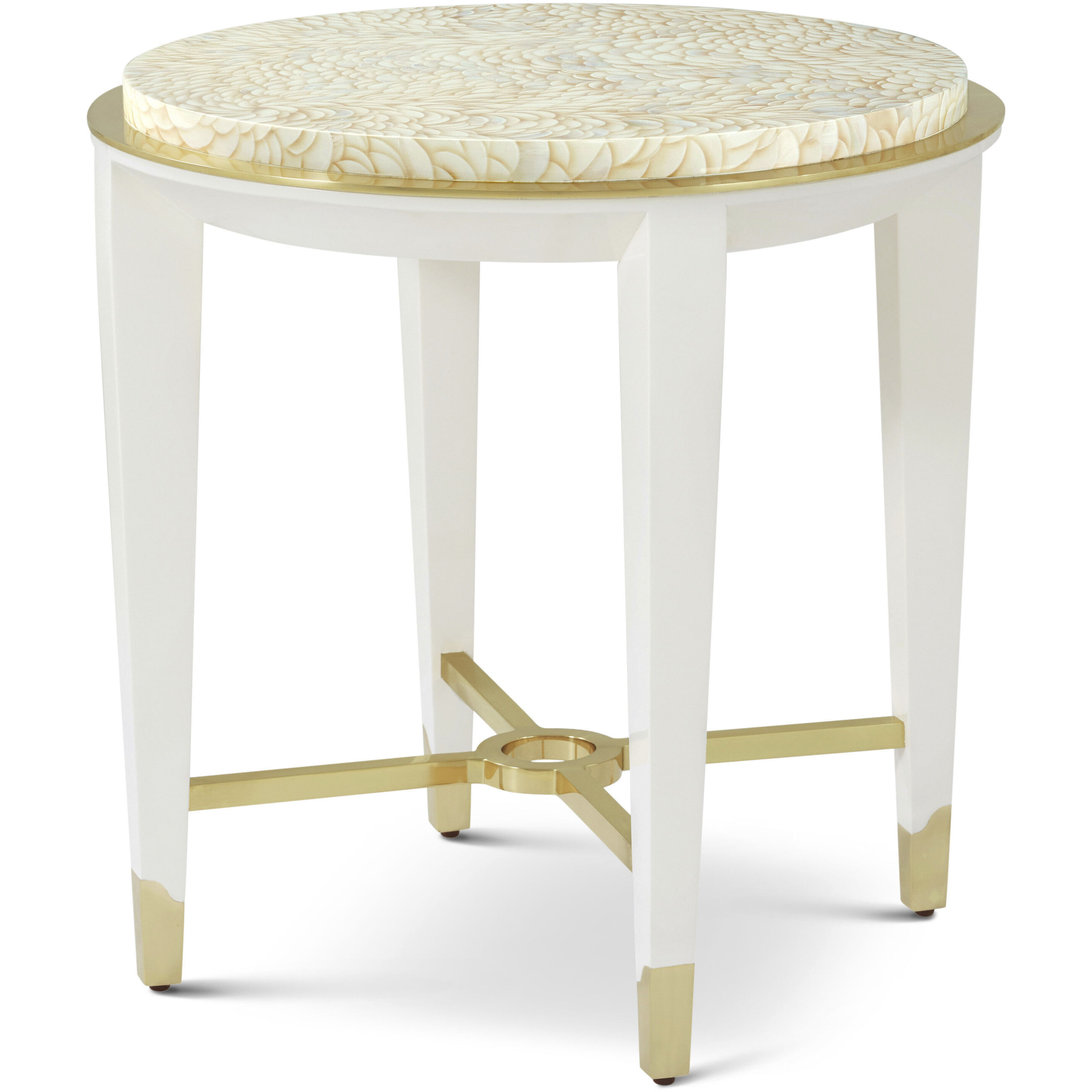 Judith Leiber Couture 24 X 24 inch Feather / Solstice / Polished Brass Side Table, Wooden
