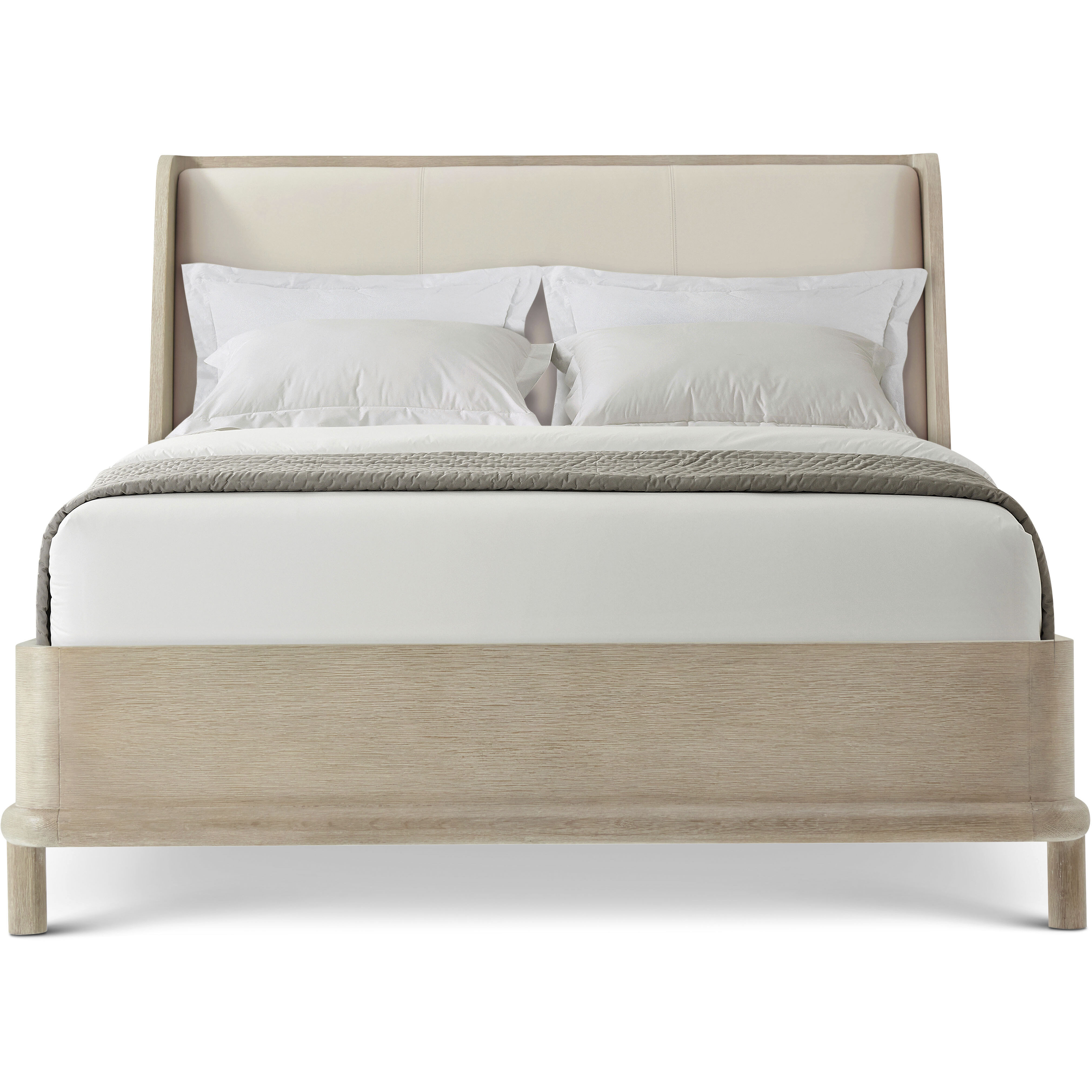 Repose Grey Oak US Queen Bed, Wooden, Upholstered