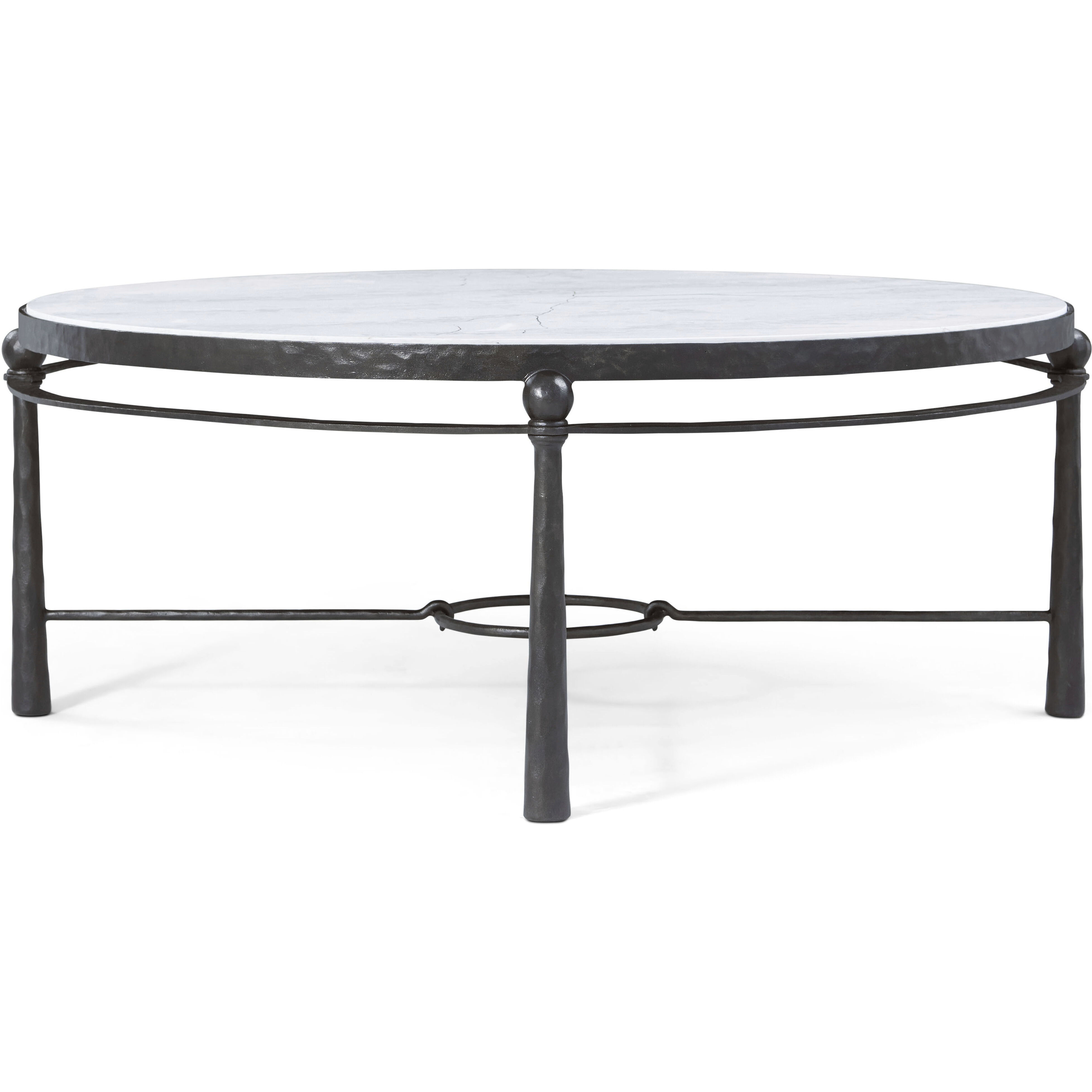 Spencer London 47 X 47 inch Cocktail Table, Wrought Iron, Marble Top, Round
