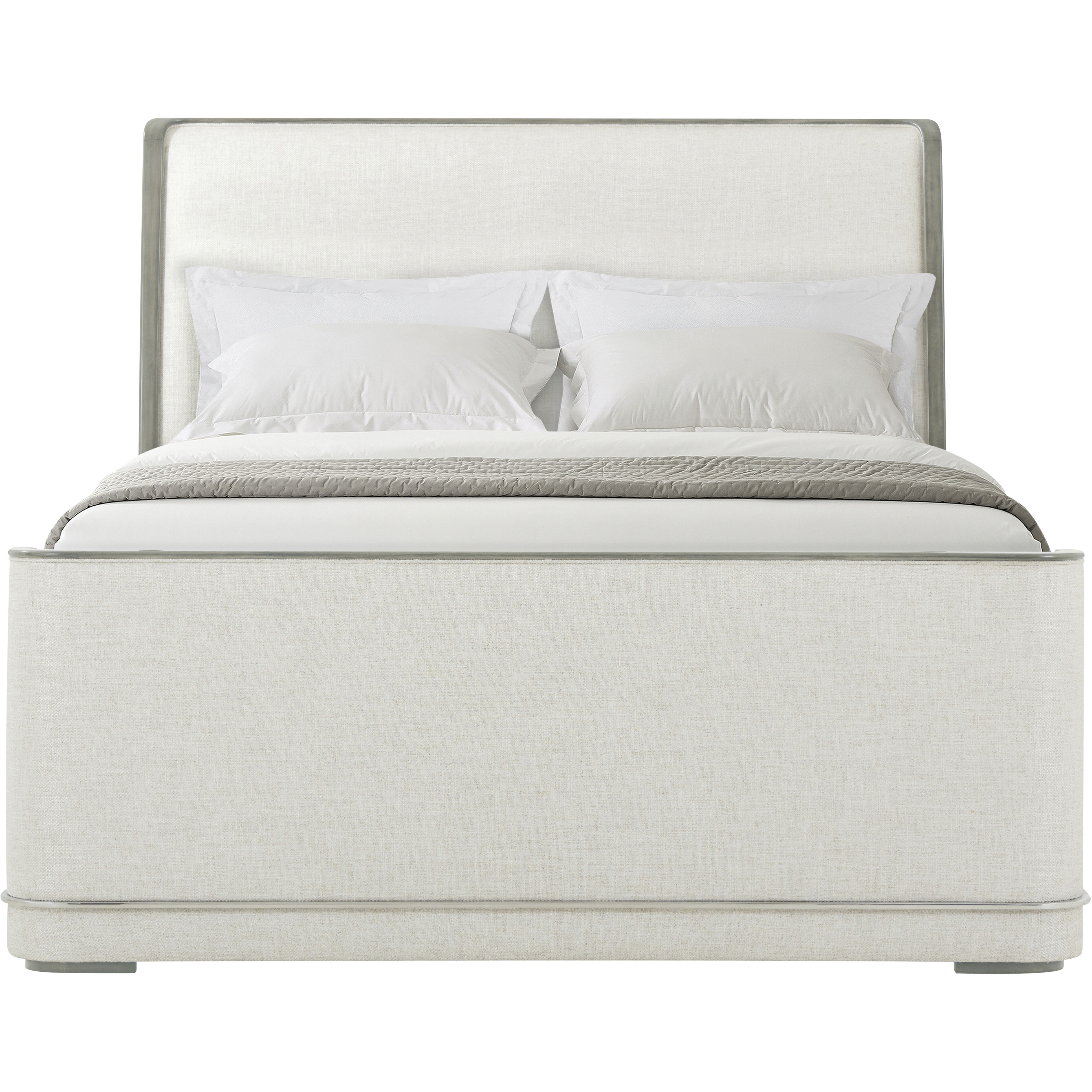 Hudson Pebble Grey US Queen Bed, Wooden, Upholstered