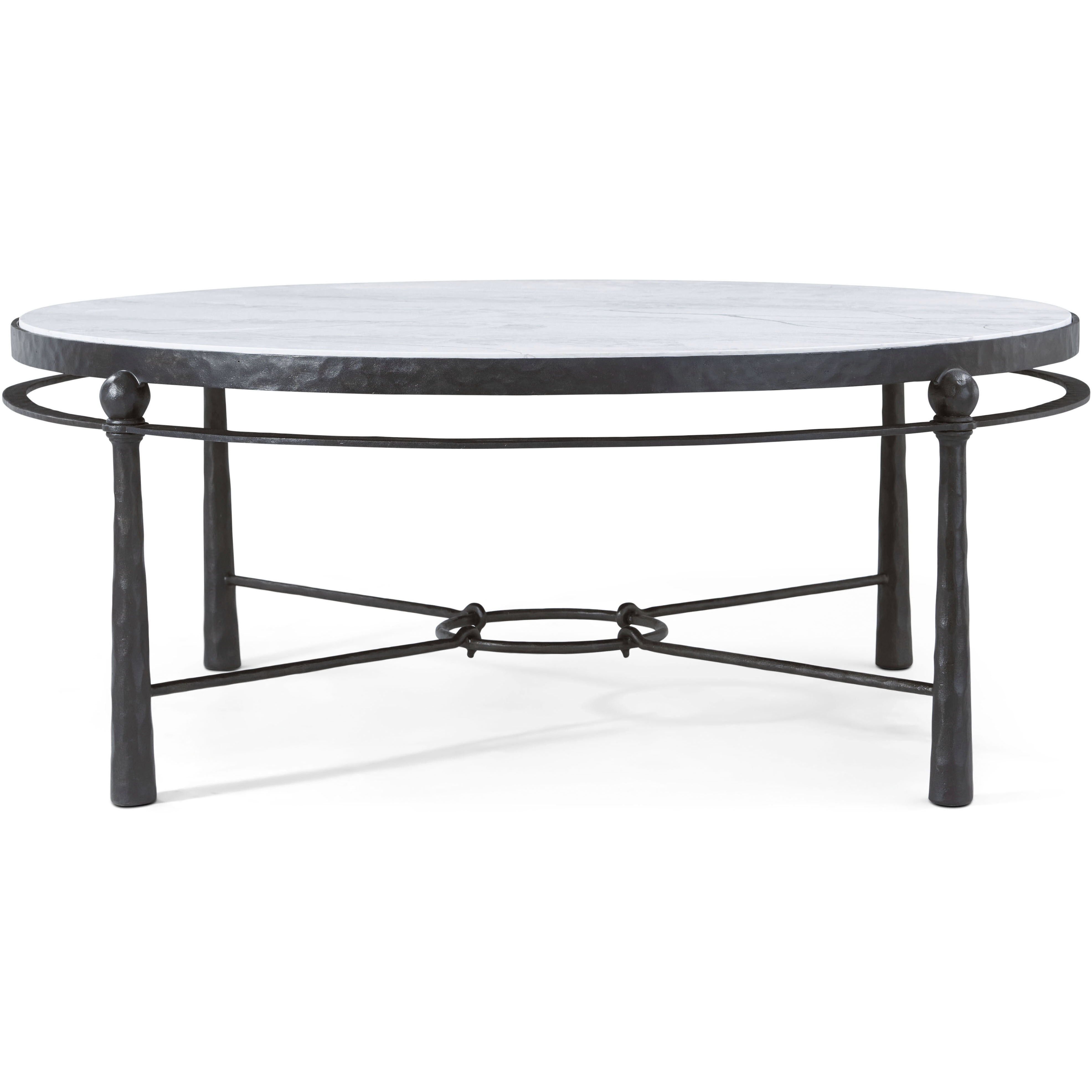 Spencer London 47 X 47 inch Cocktail Table, Wrought Iron, Marble Top, Round