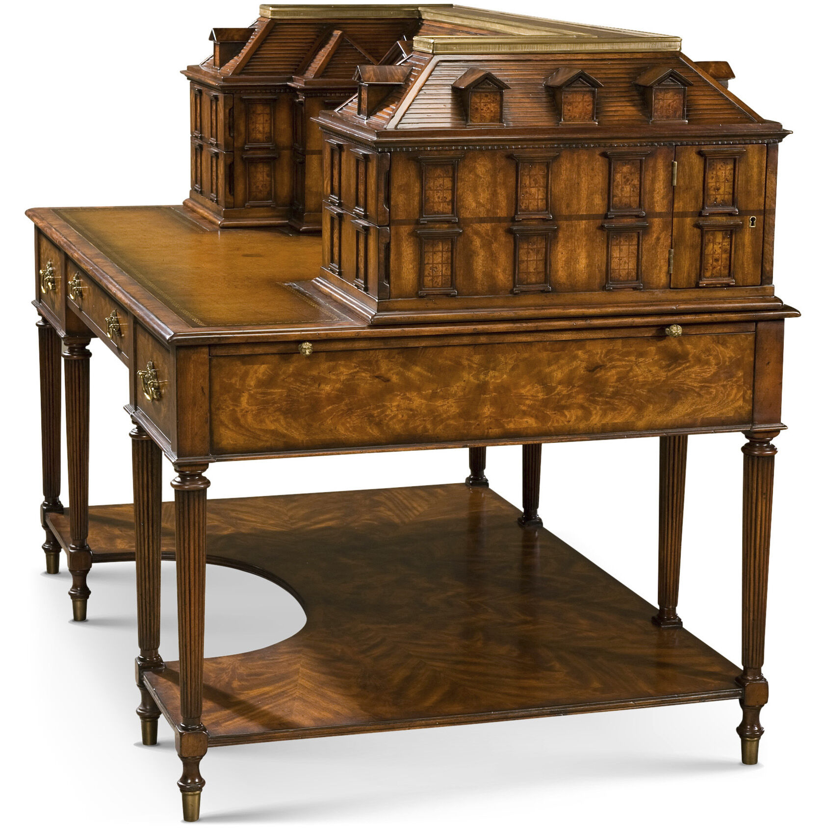 The Althorp 60 X 30 inch Desk, Wooden, Miniature House On Desk, Althorp Living History