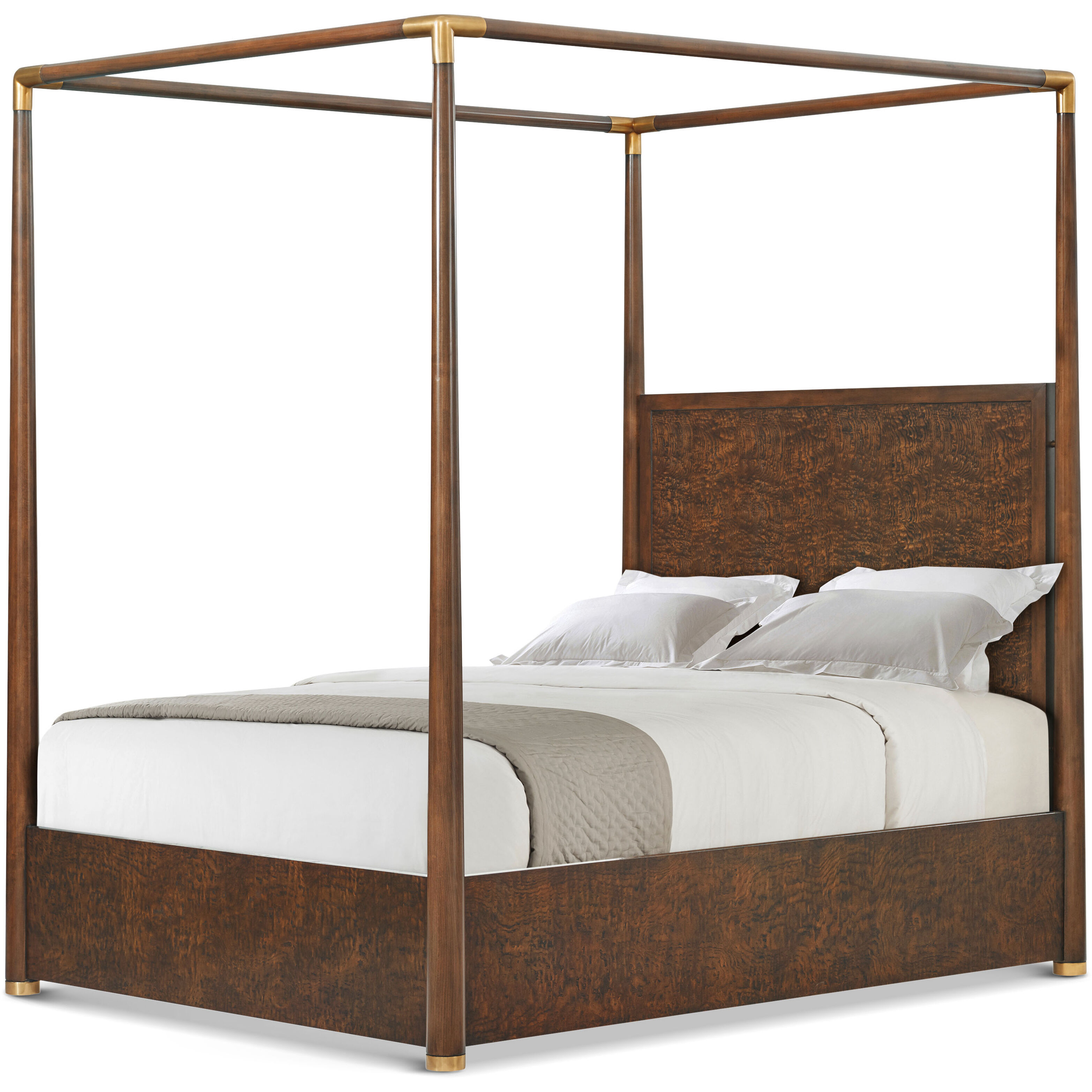 Kesden Pyramid Brown Poster US Queen Bed, Wooden