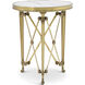 Spencer London 22 X 18 inch Side Table, Brass with Quartz Top, Small Round, Small Round Brass Side Table