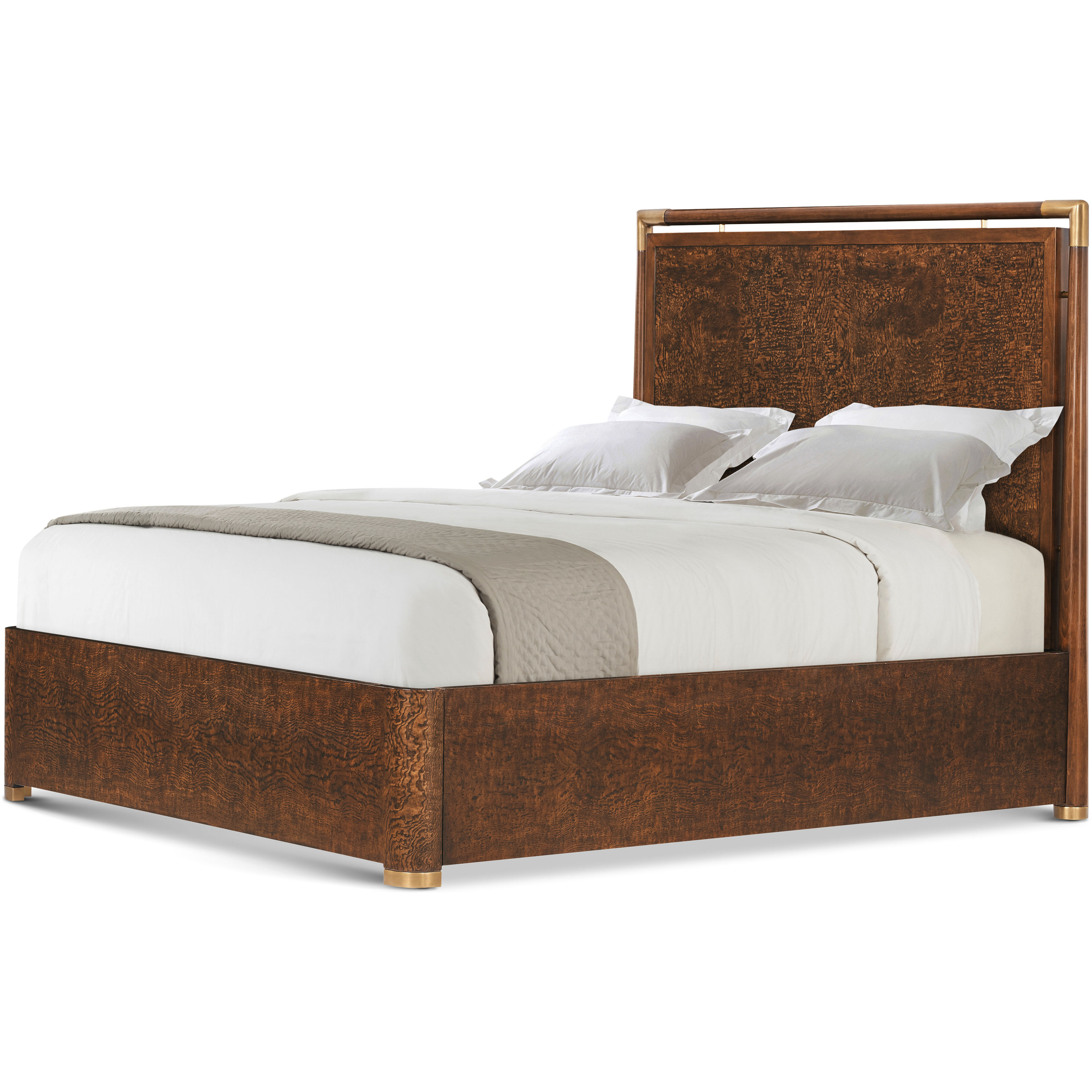 Kesden Pyramid Brown US Queen Bed, Wooden