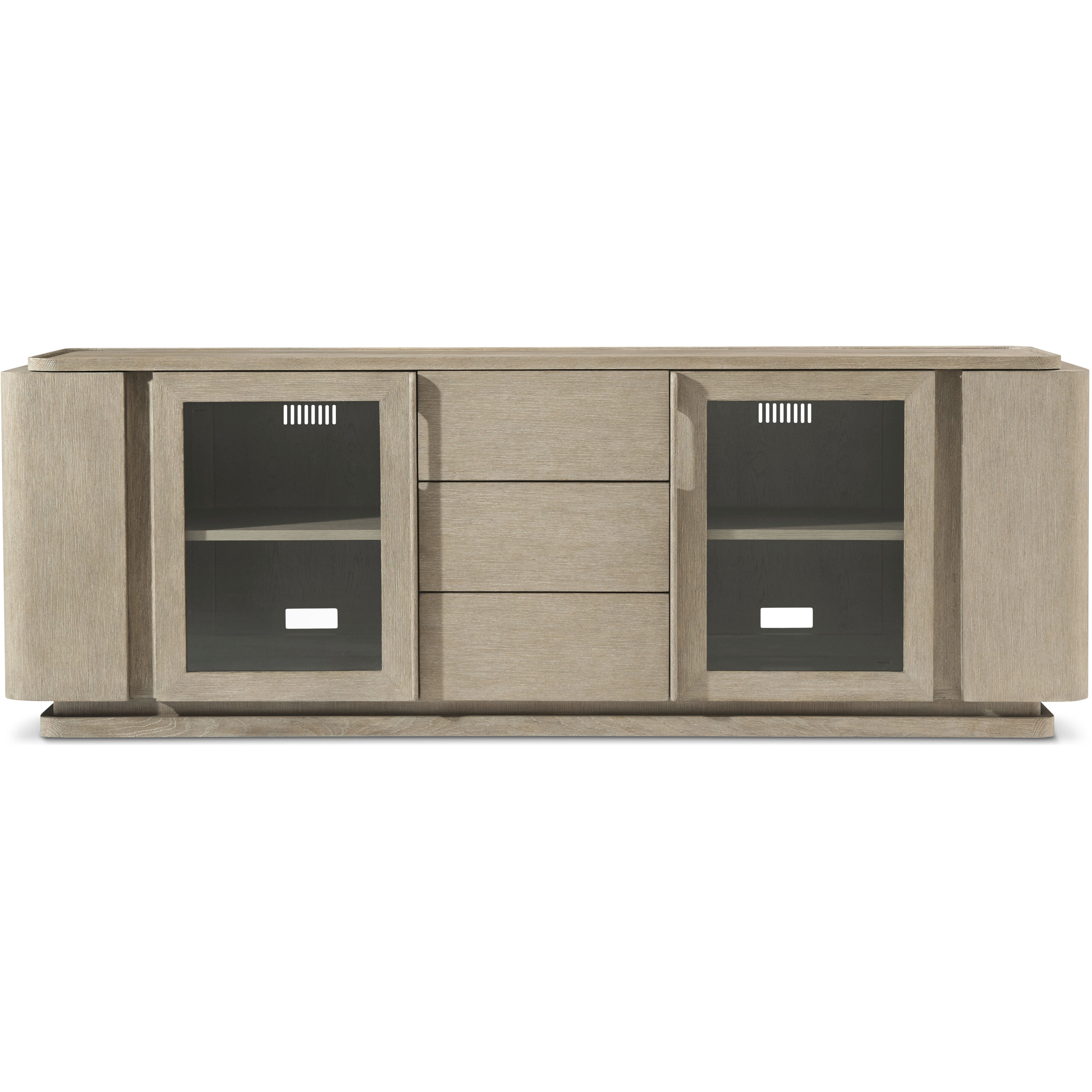 Repose 80 X 21.25 inch Grey Oak Media Console, Wooden, Glass Door