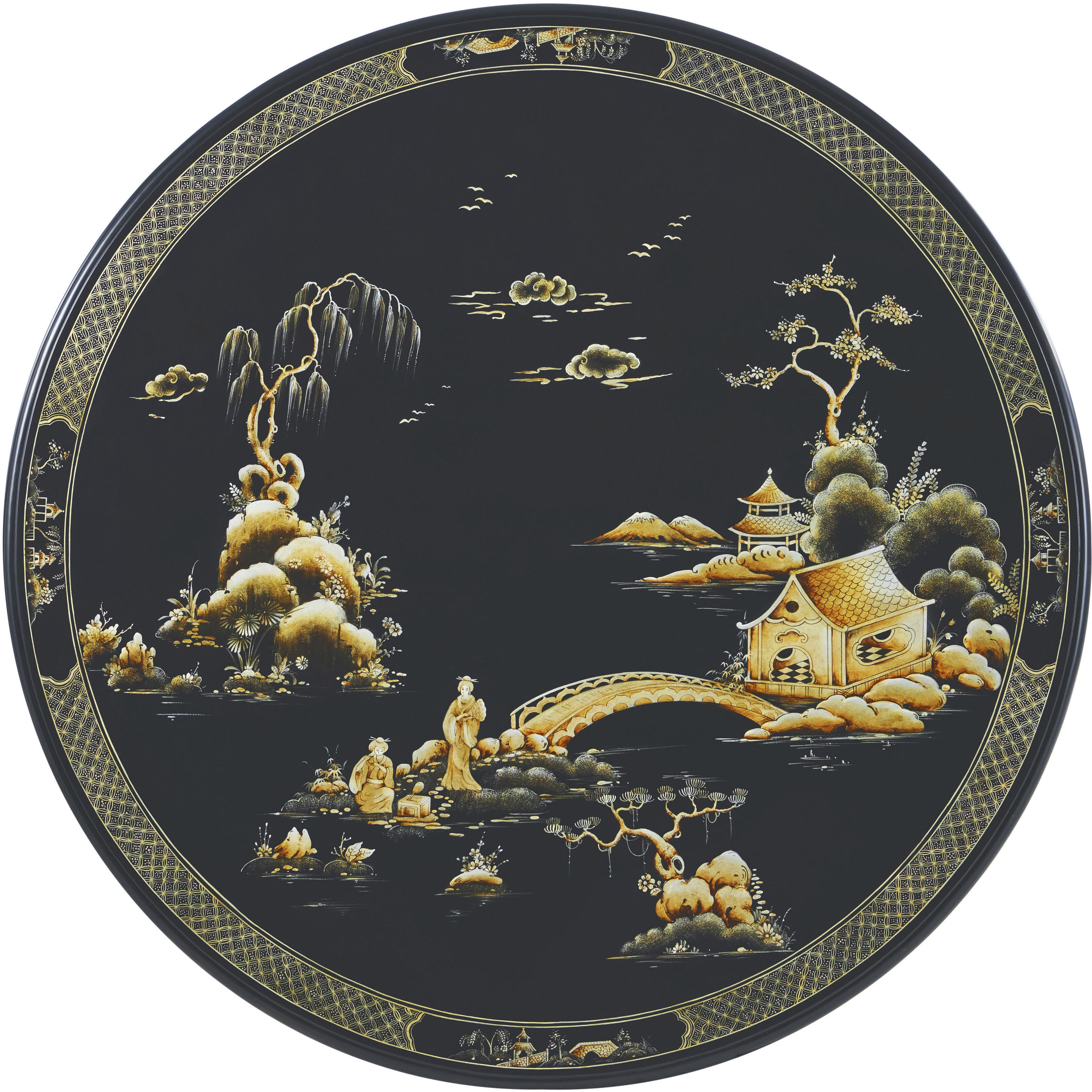 Chinoiserie 42 X 42 inch Center Table, Wooden, Spencer London