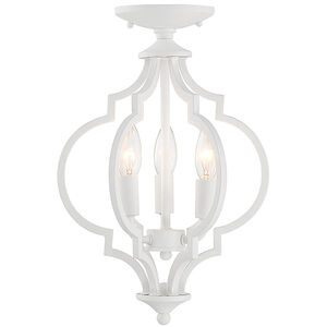 Transitional 3 Light 11 inch Bisque White Convertible Semi-Flush or Pendant Ceiling Light