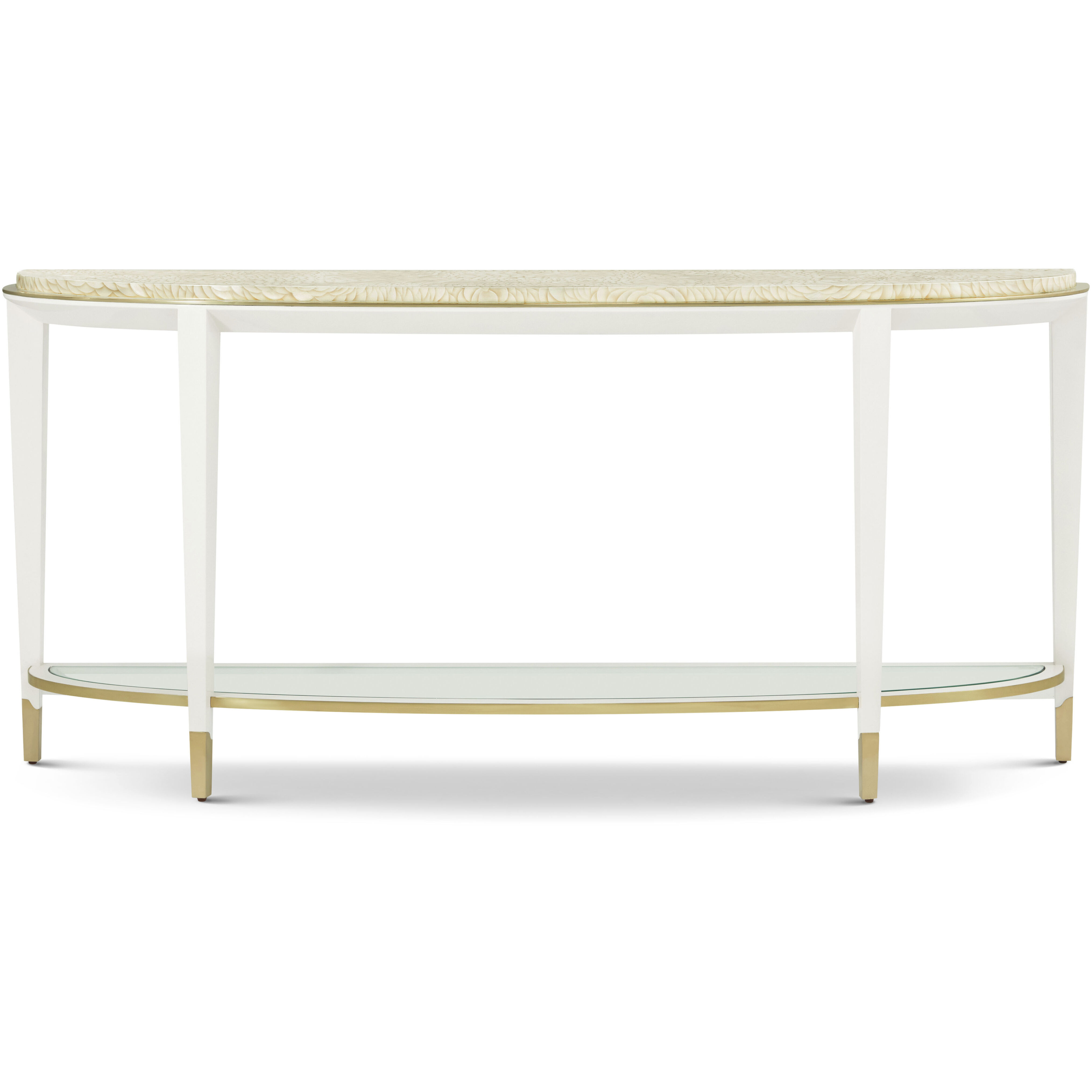 Judith Leiber Couture 73.5 X 15.5 inch Feather / Solstice / Polished Brass Console Table, Wooden