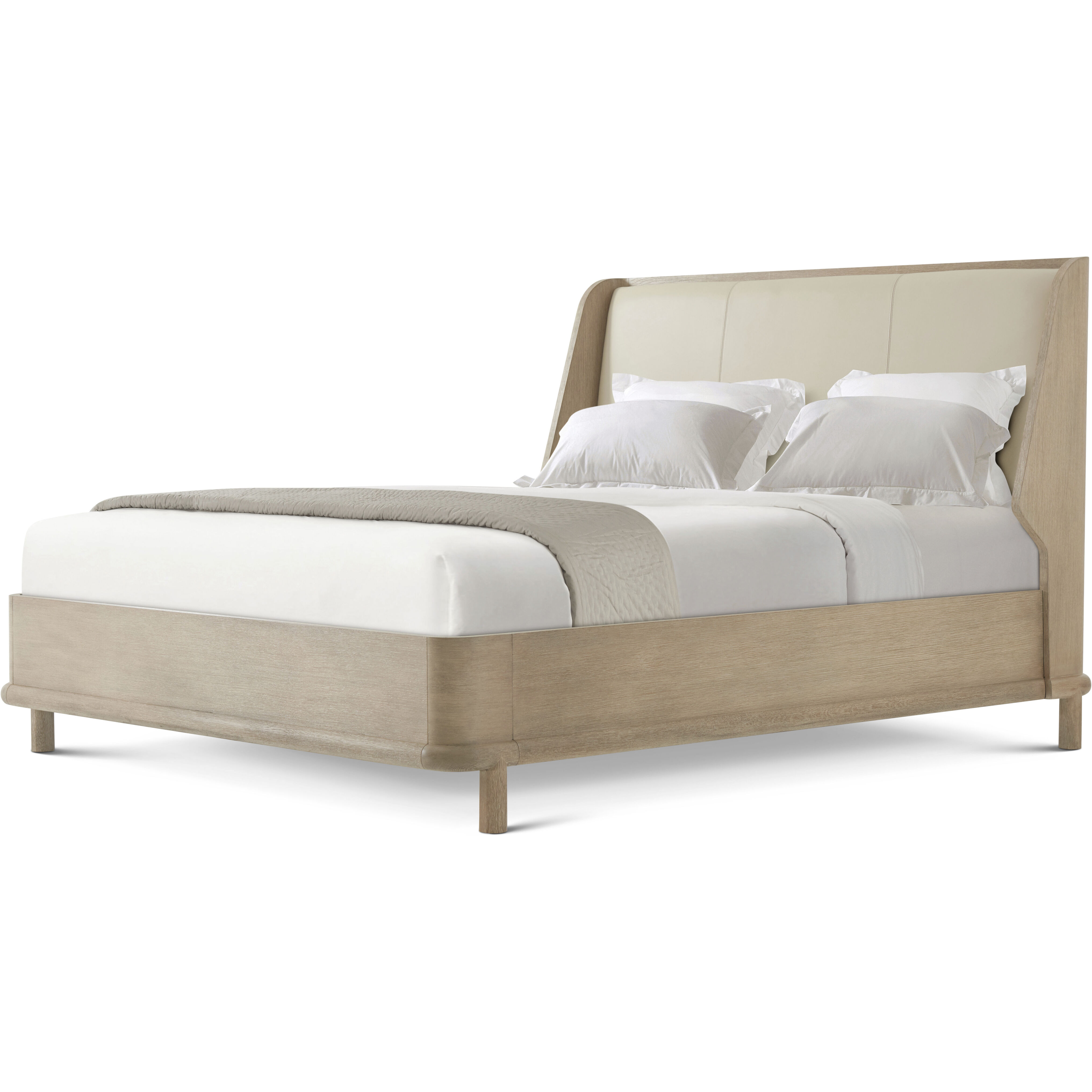 Repose Grey Oak California King Bed, Wooden, Upholstered