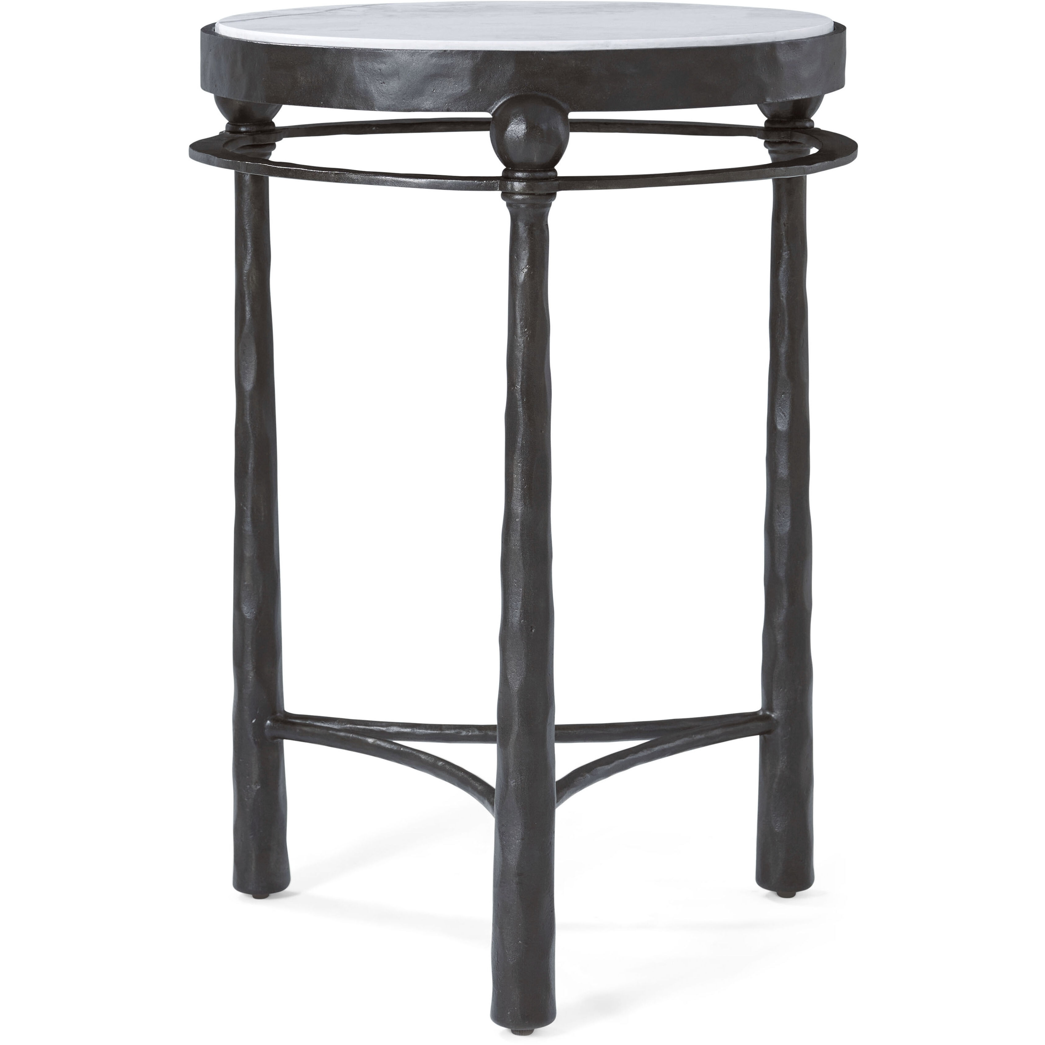 Spencer London 22 X 15.75 inch Drink Table, Wrought Iron, Marble Top, Round