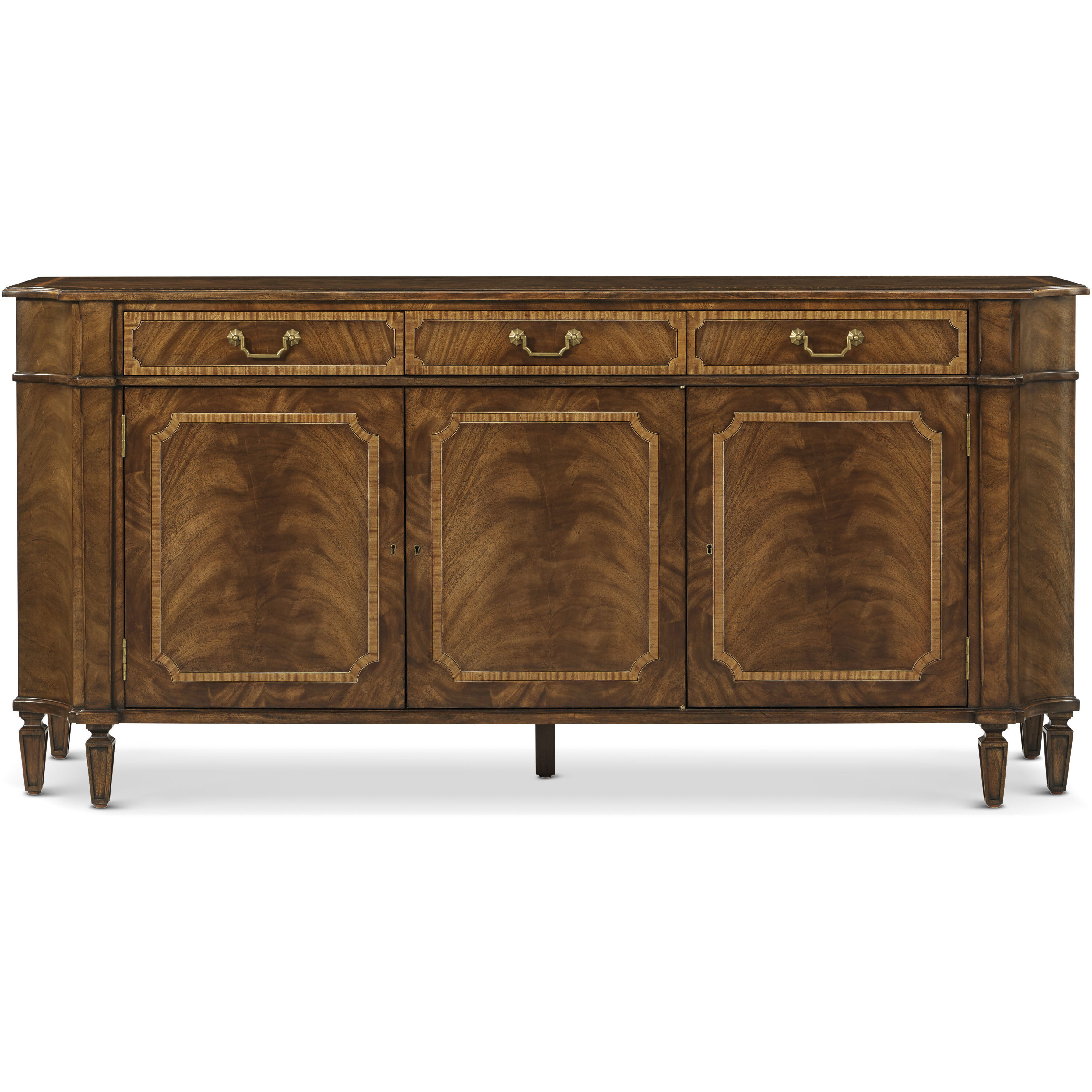 Sloane 78.5 X 22 inch Edwardian Brown Buffet, Wooden, 3-Door