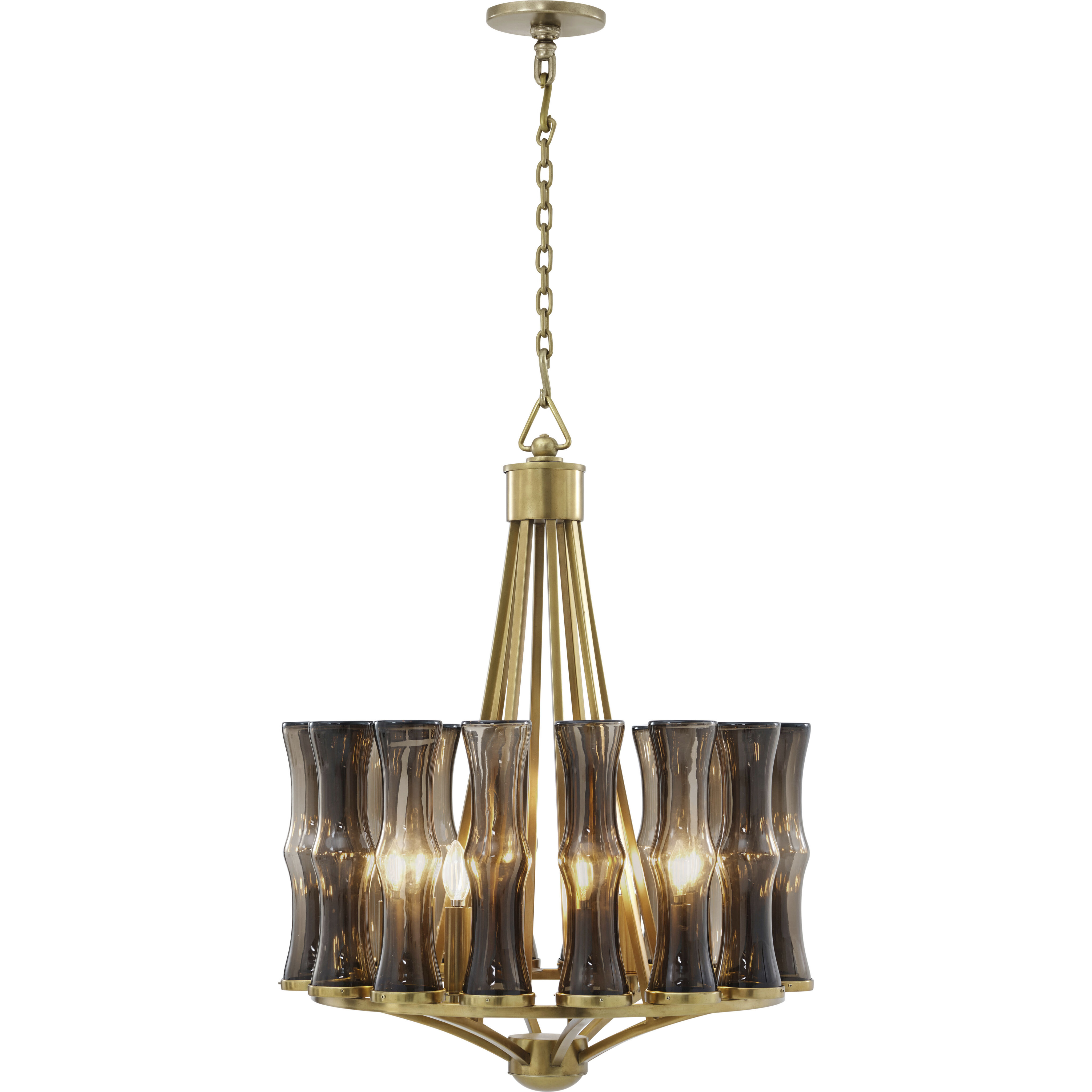 Preston 26.5 inch Satin Brass Chandelier Ceiling Light, Piccola, TA Illuminations